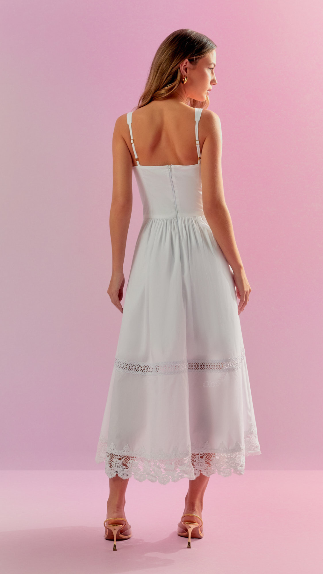 Vestido Tricoline Rendas e Barra Off White