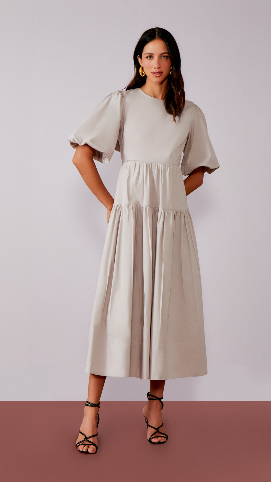 Vestido Tricoline Laço Costas Grey