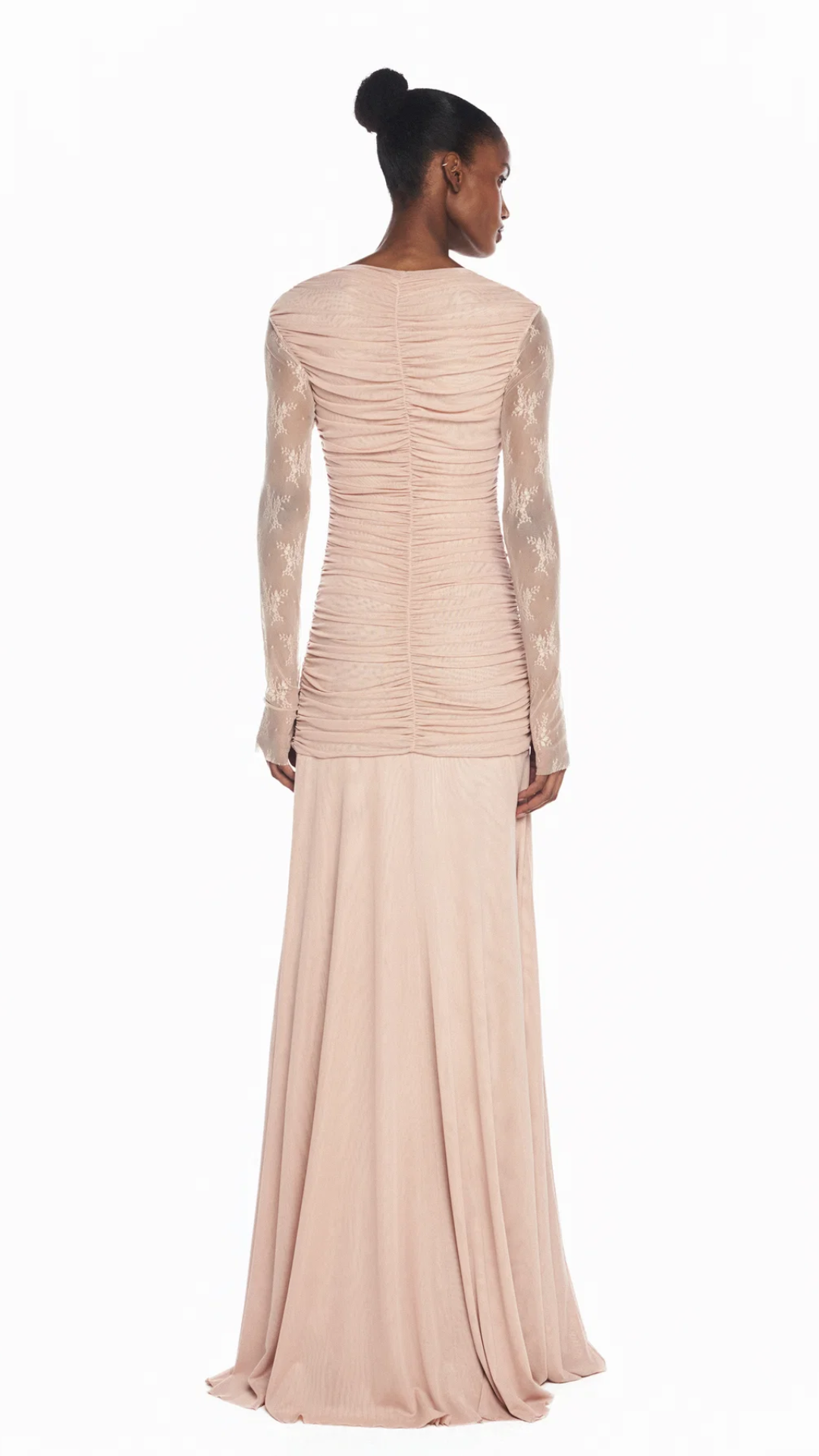 Vestido Longo Drapeado Tule Rosa