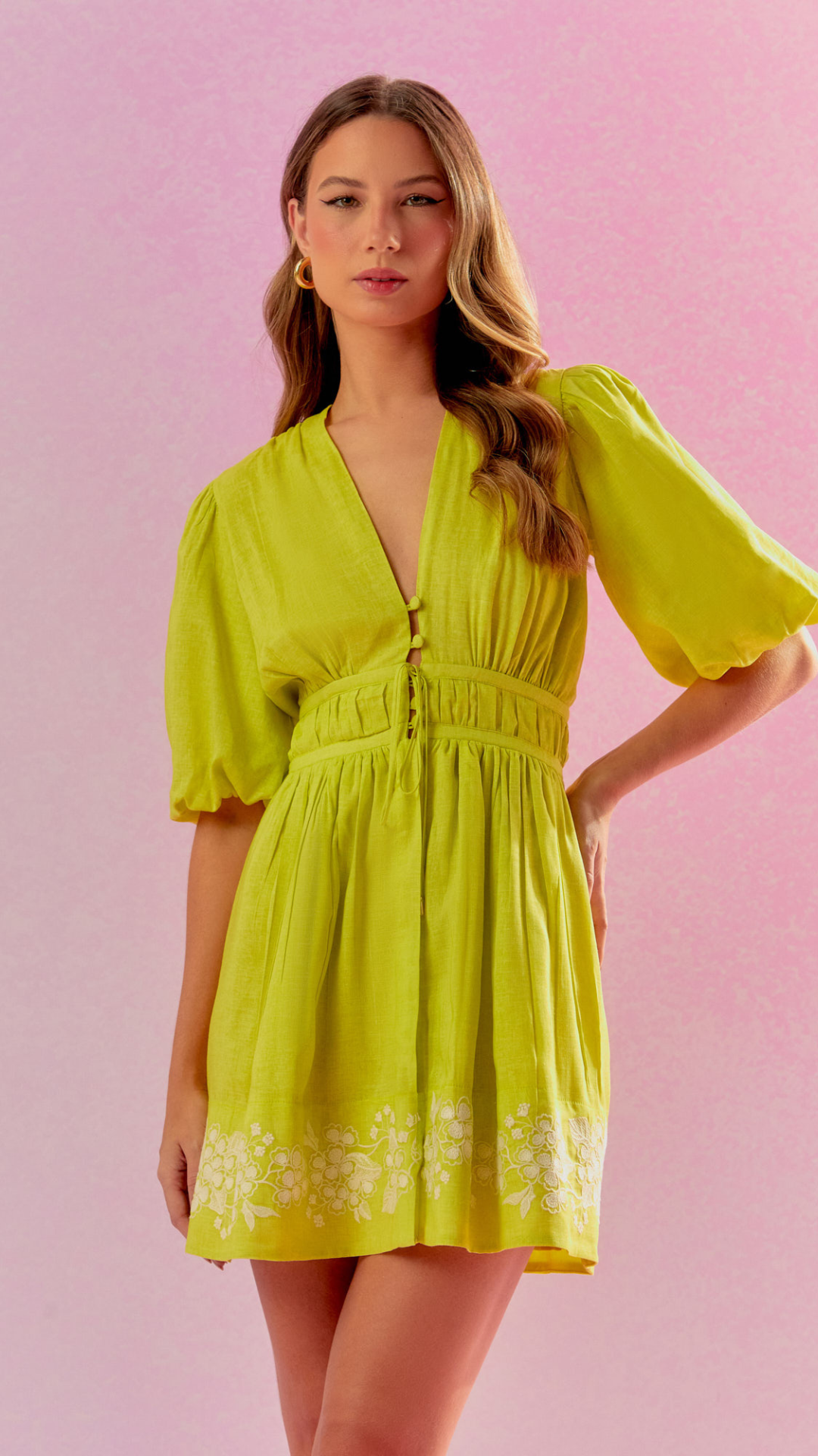 Vestido Rayon Linen Bordado Sunkiss