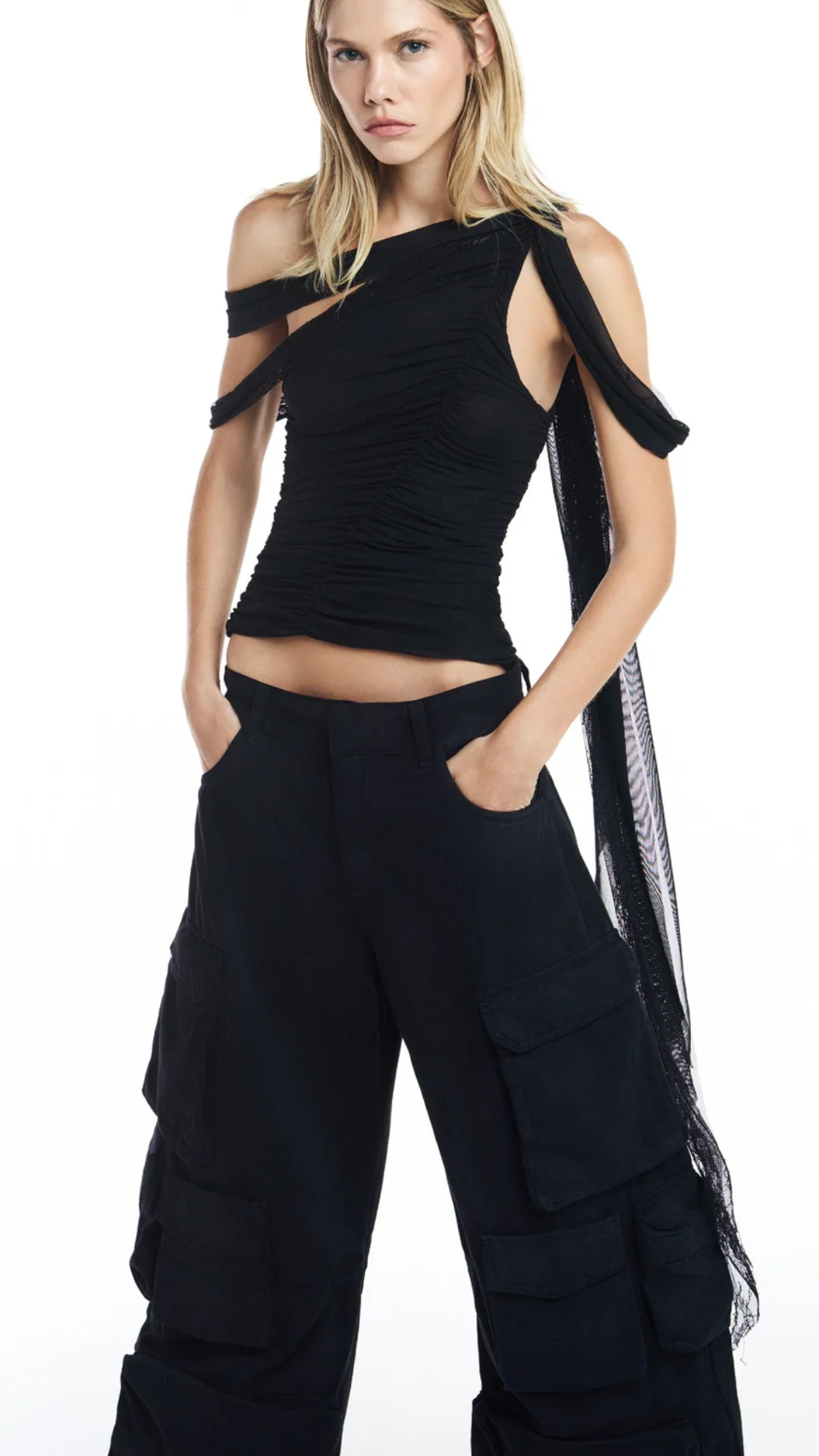 Calça Cargo 12 Bolsos Sarja Preta