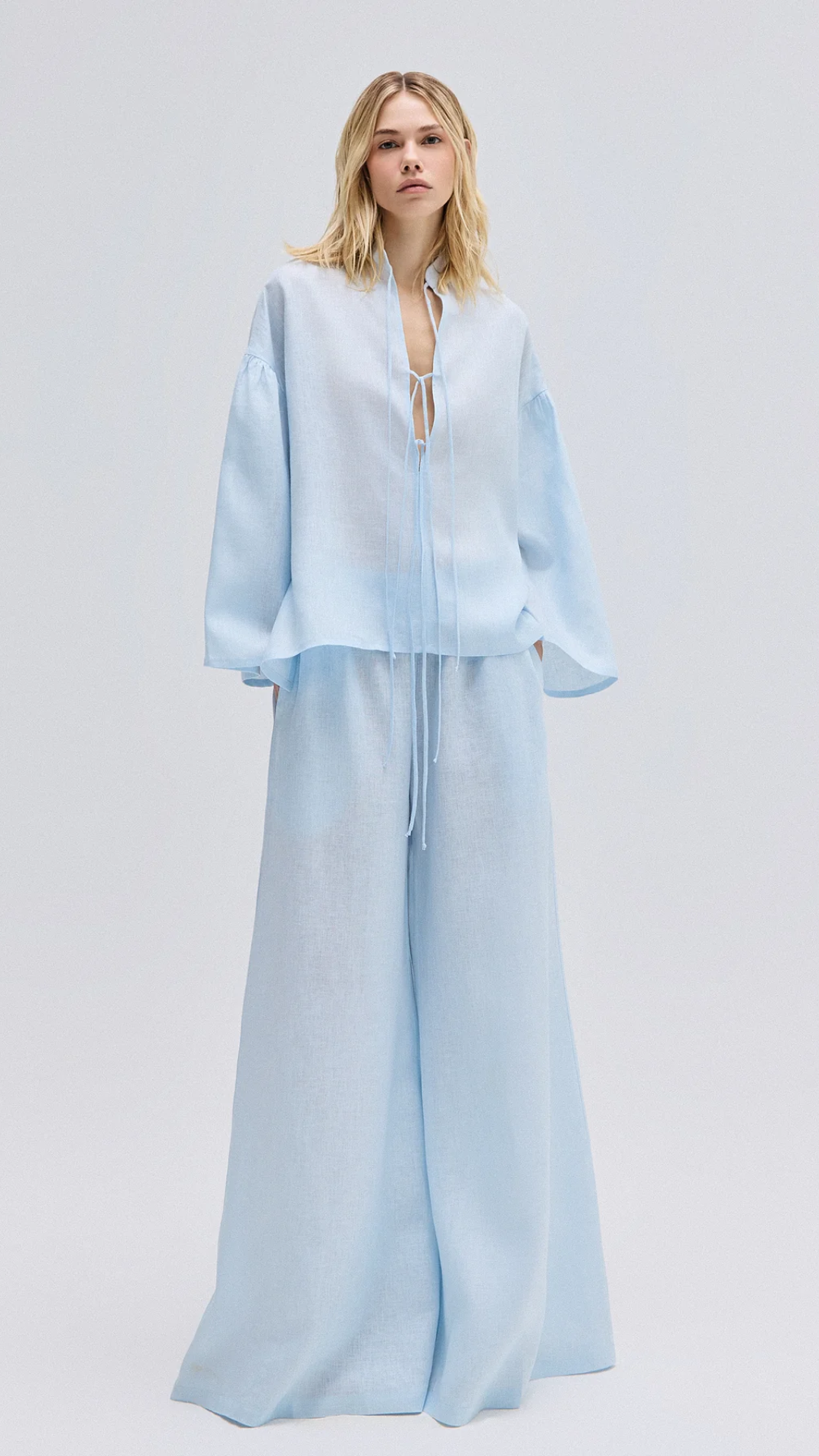 Calça Pantalona Elástico Cós Azul Claro