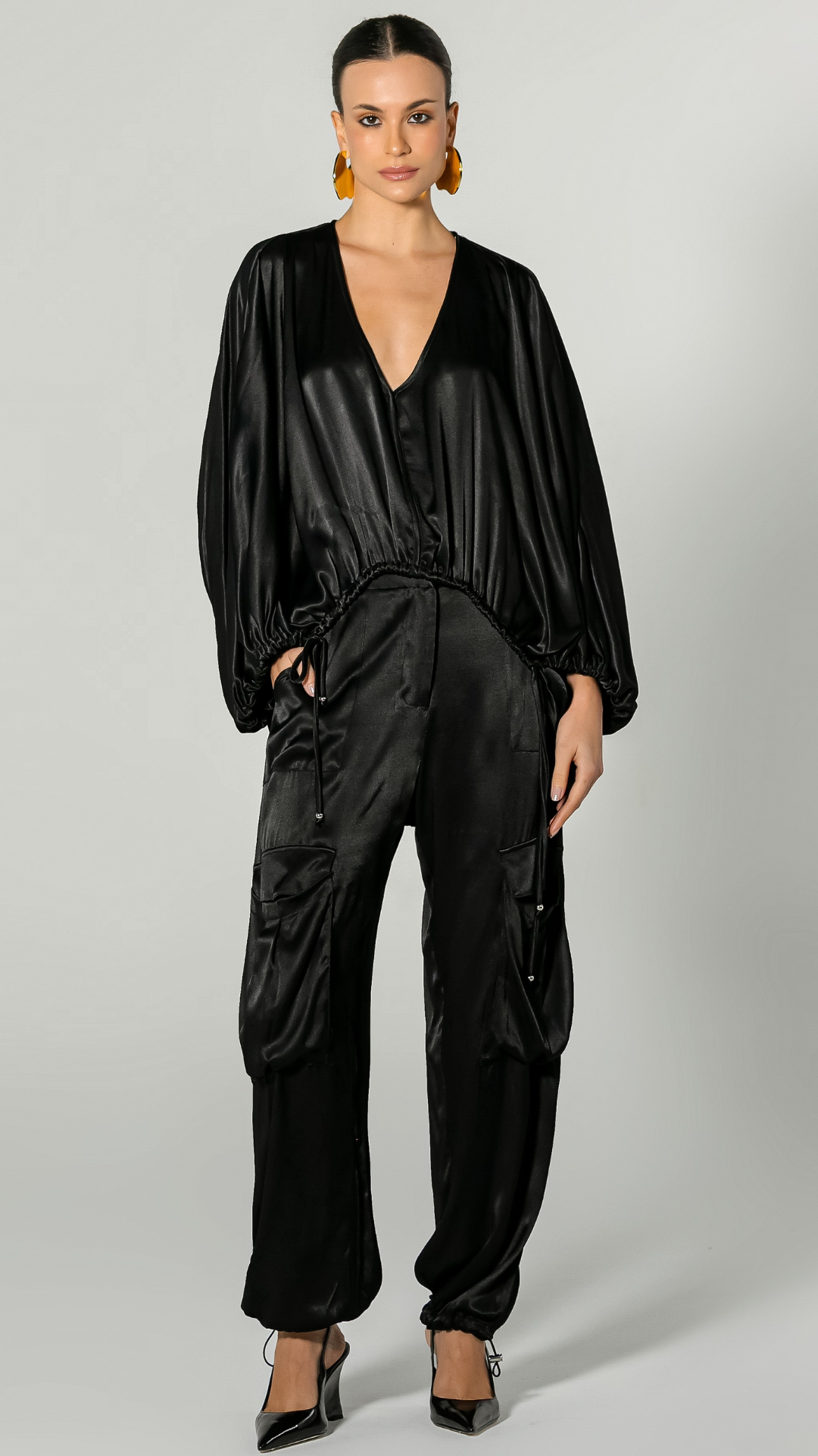 Conjunto Blusa Morcego e Calça Esportiva Preto