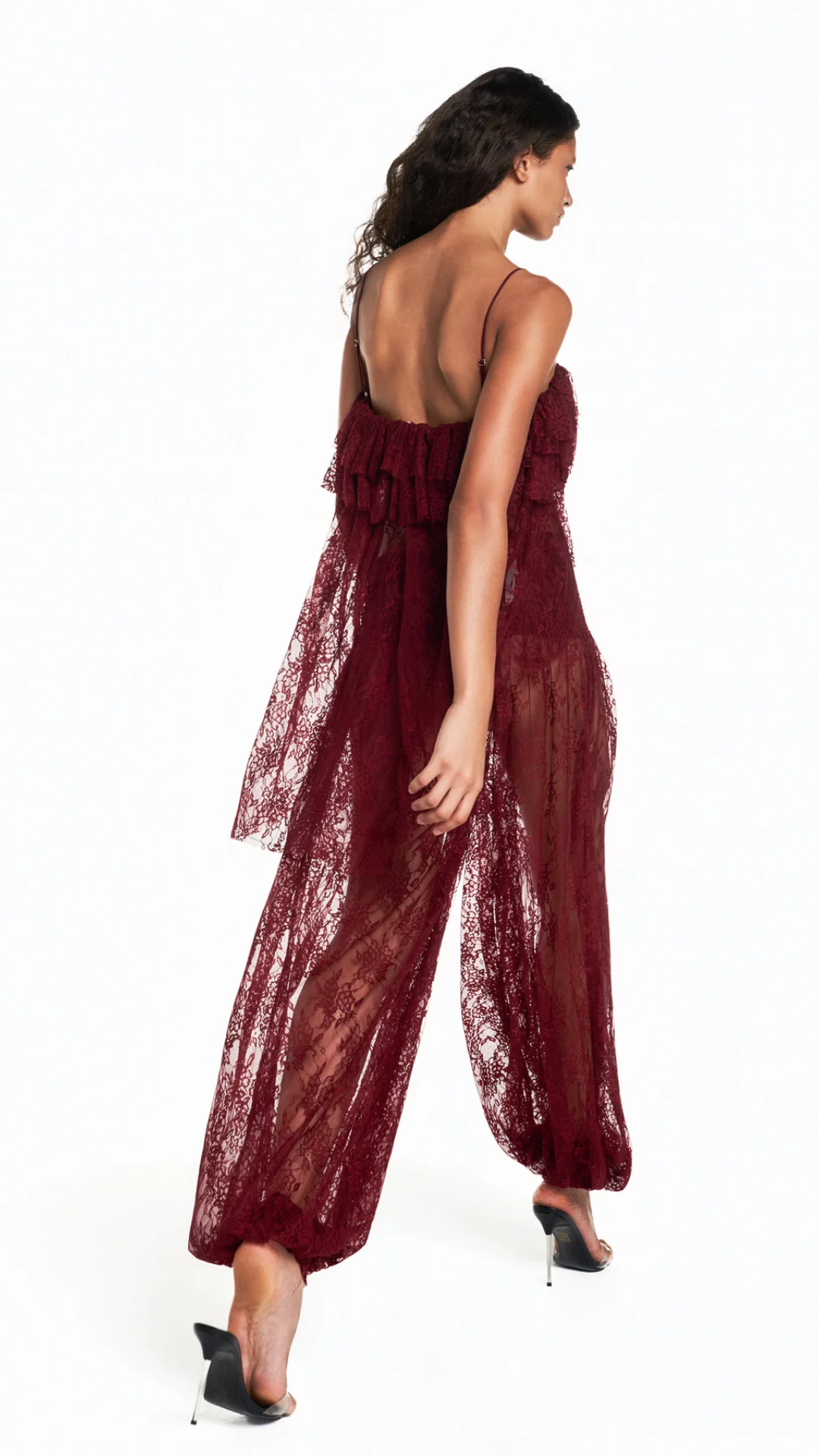 Calça Pala Lastex Renda Bordô