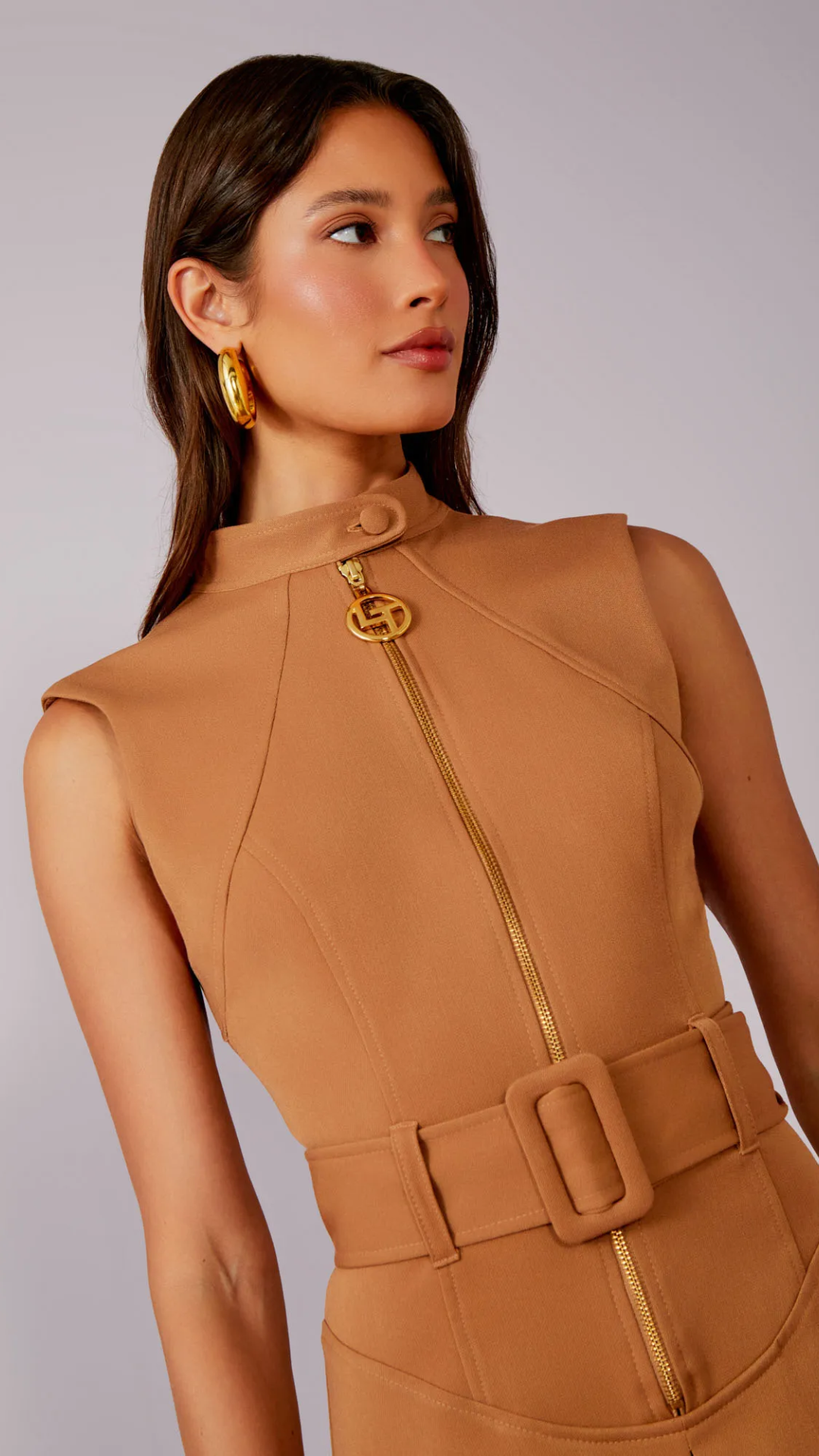 Vestido York Zíper Gola Mão Cocoa