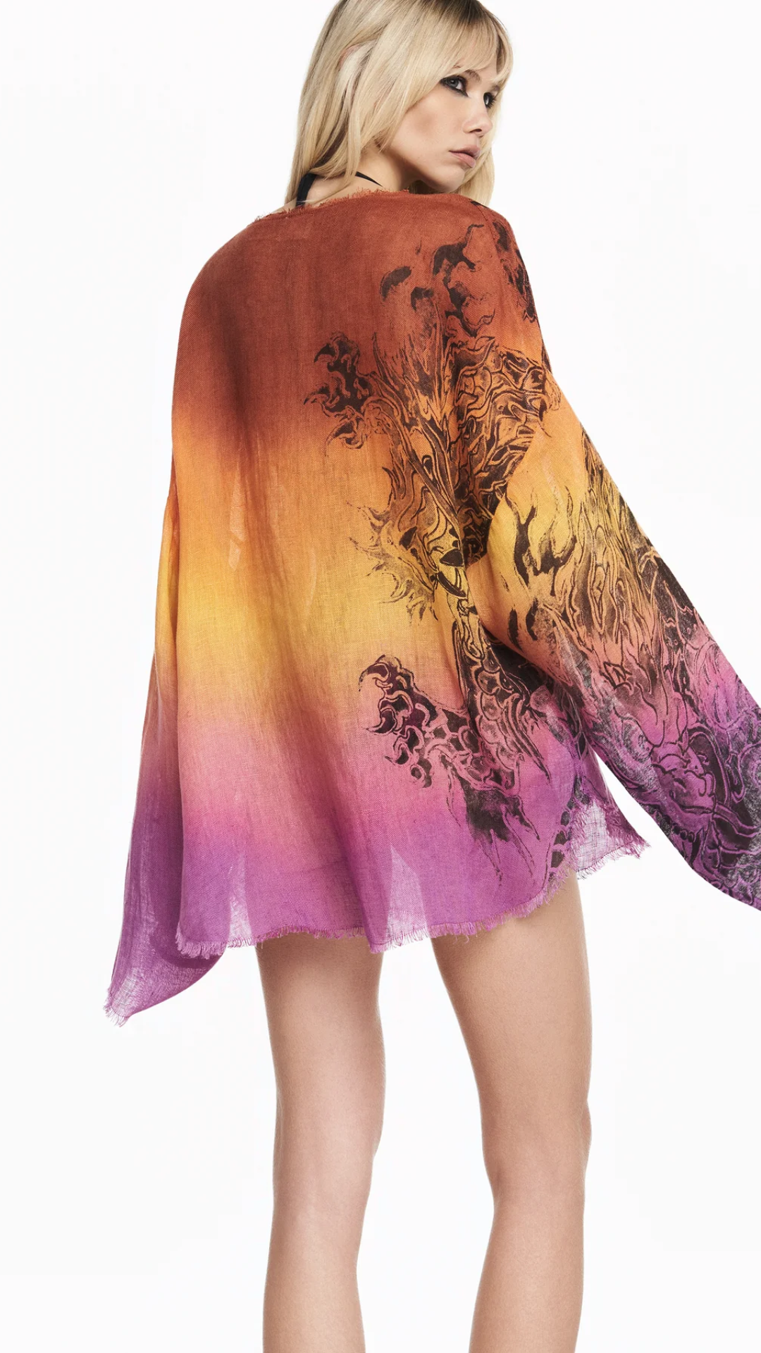 Bata Organza de Linho Tie Dye Tattoo Dragão