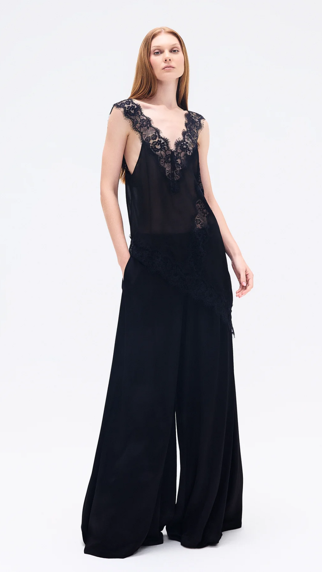 Calça Pantalona Elástico Cós Cetim Preto