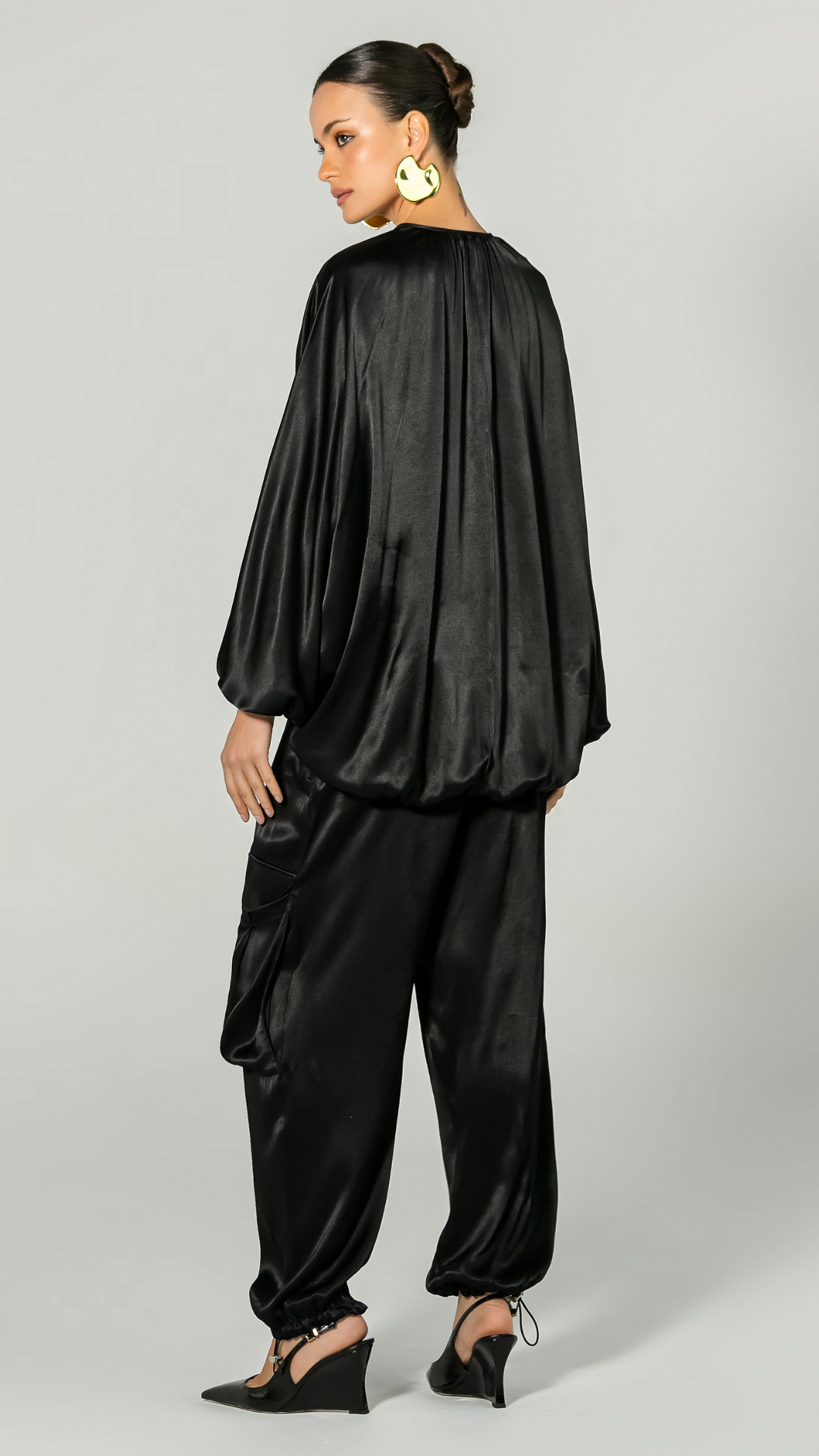 Conjunto Blusa Morcego e Calça Esportiva Preto