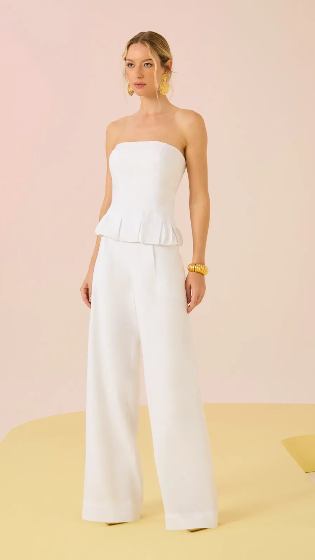 Conjunto Blusa Peplum e Calça Branco