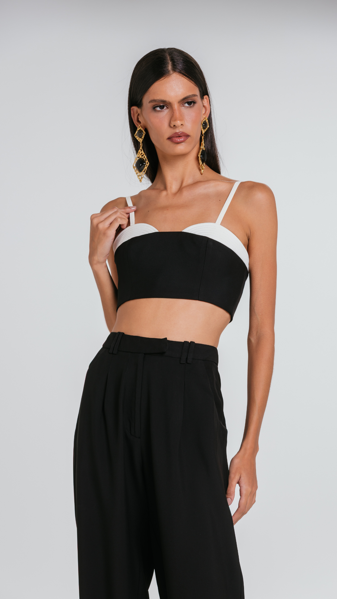Top Cora Preto/Marfim