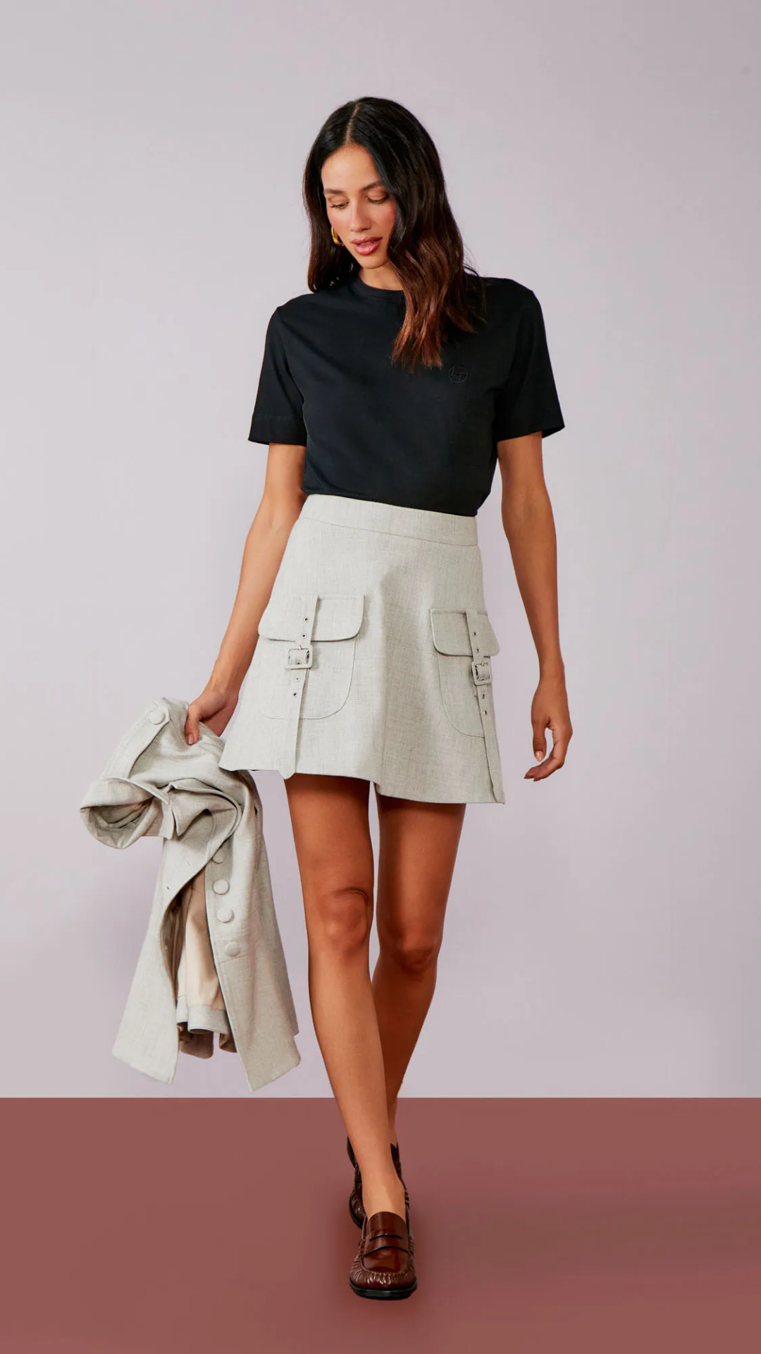 Saia Max Twill Godê Fivelas Grey