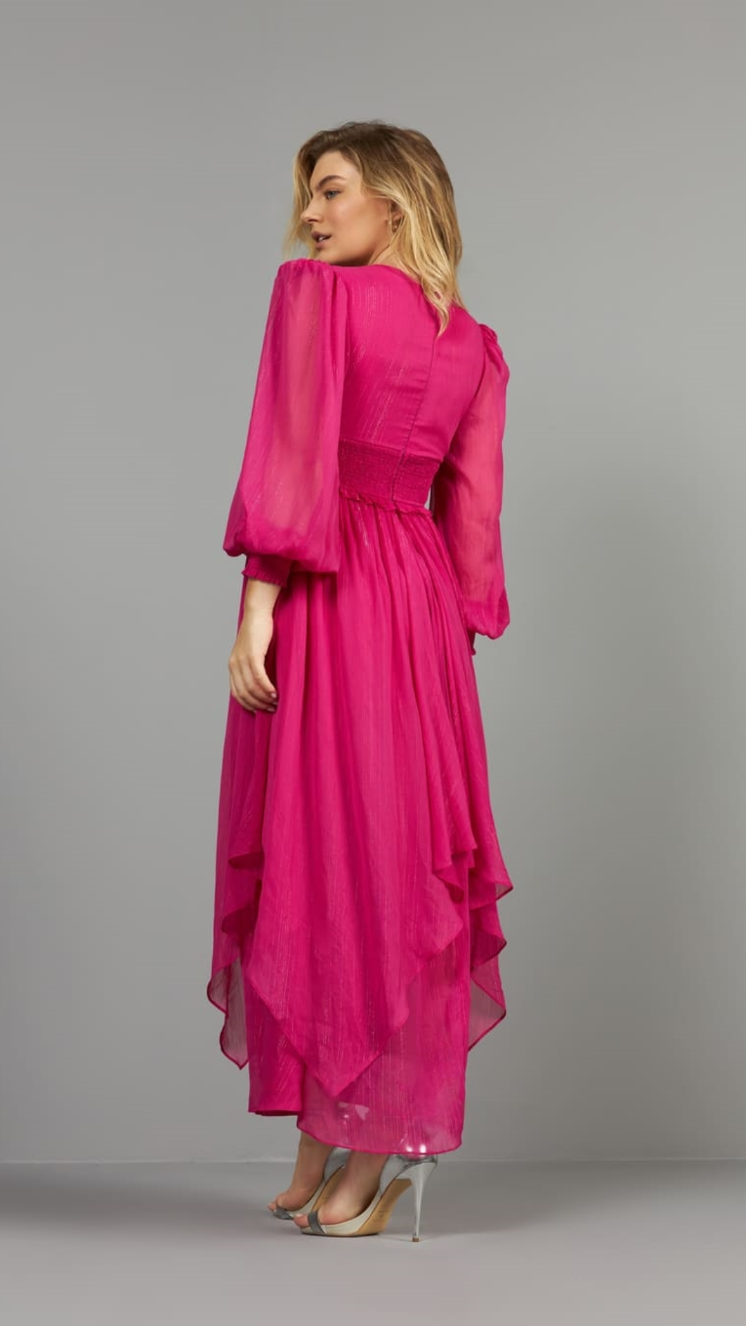 Vestido Midi Barra Assimétrica Pink
