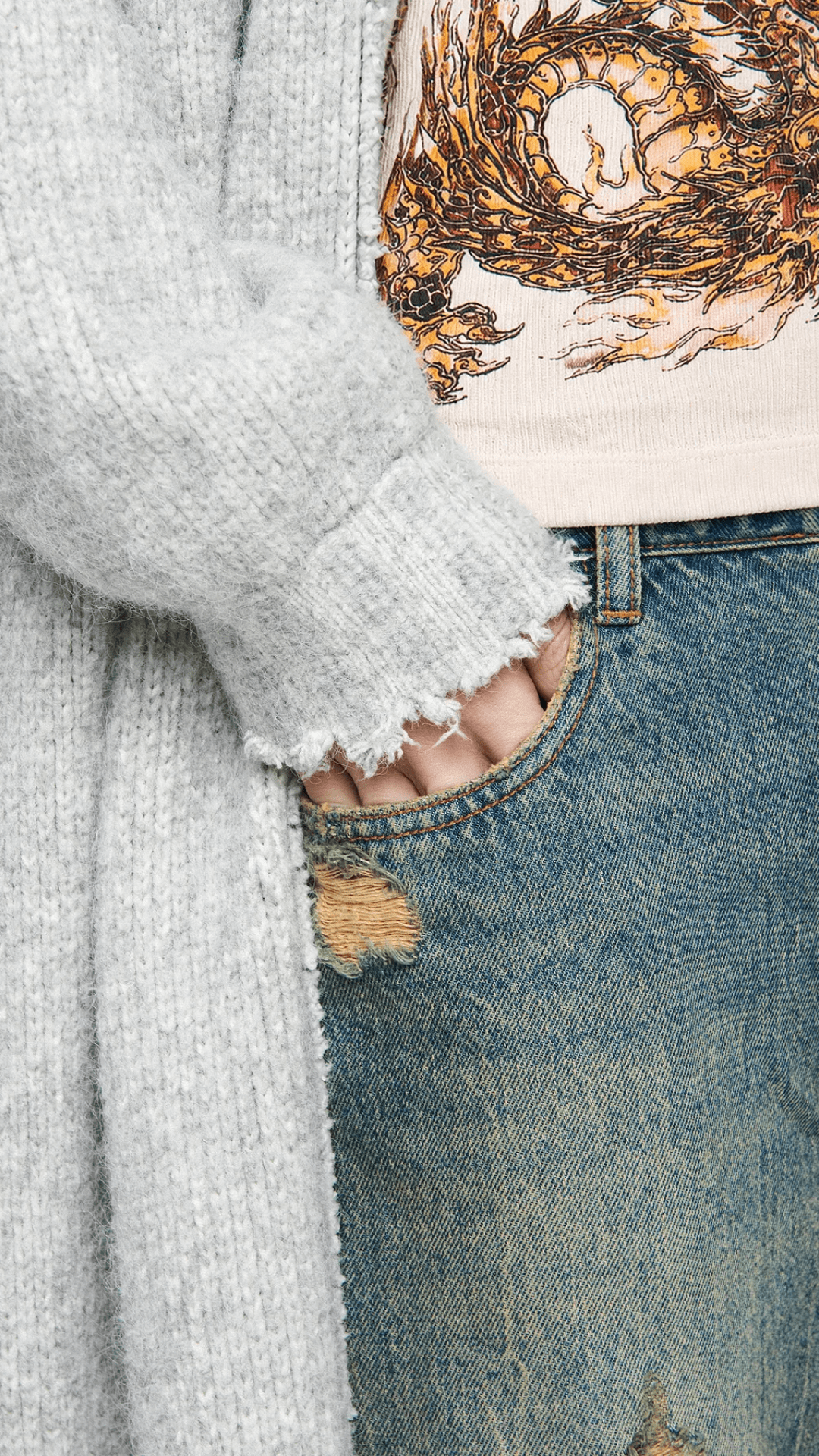 Cardigan Tricot Longo Cinza
