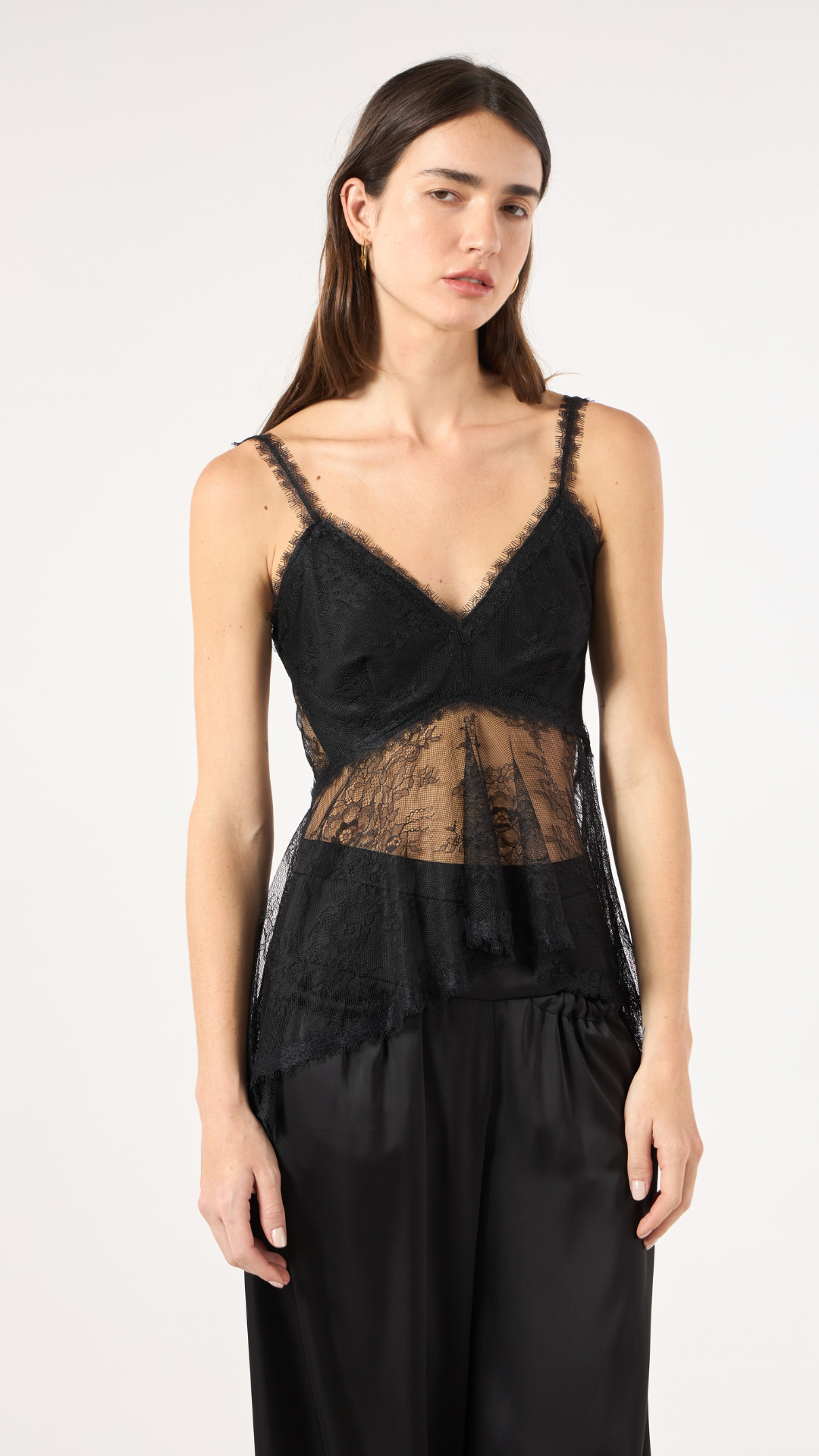 Blusa Assimétrica Lingerie Preto