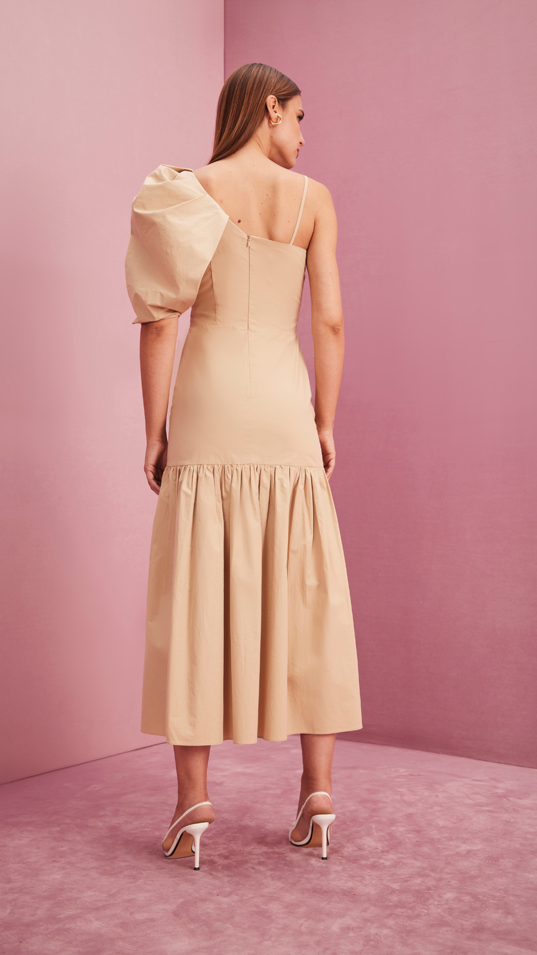 Vestido Manga Só Bordado Amendoa