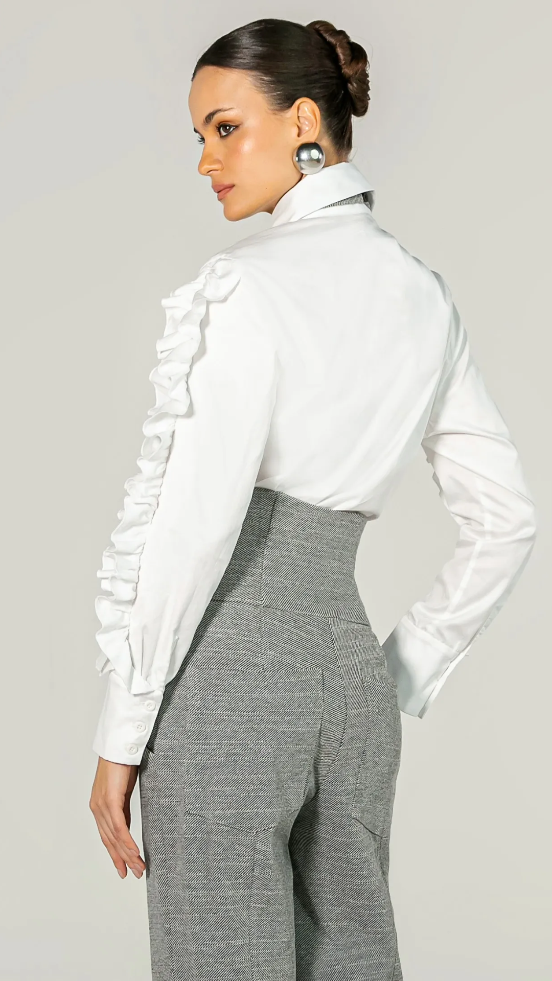 Camisa Tricoline Babado Mangas Branco