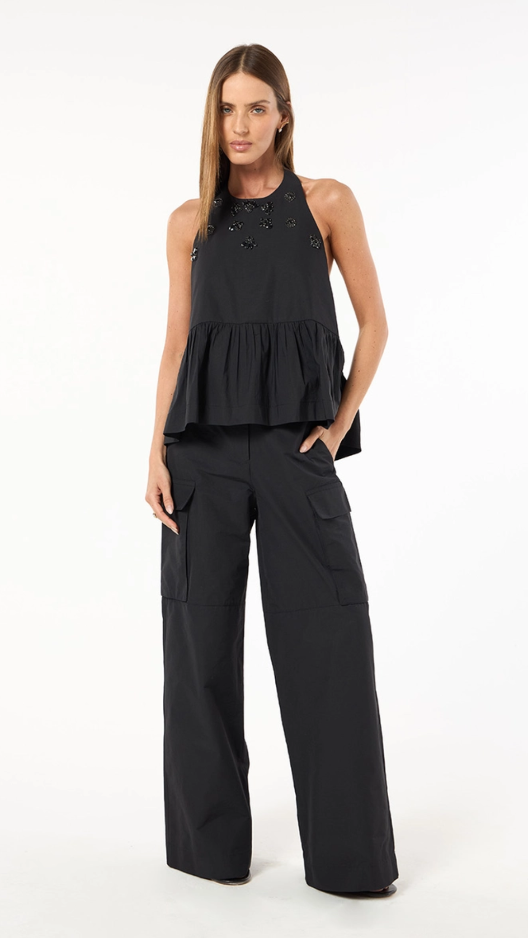 Conjunto Blusa e Calça Cargo Preto