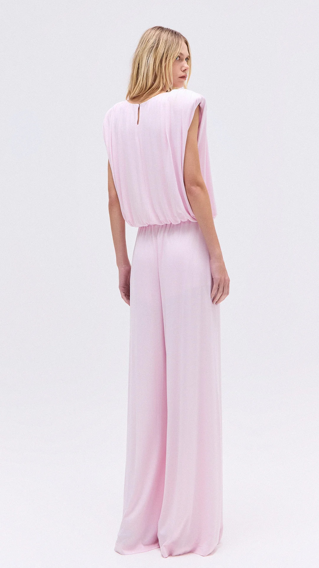 Calça Pantalona Elástico Cós Malha Rosa