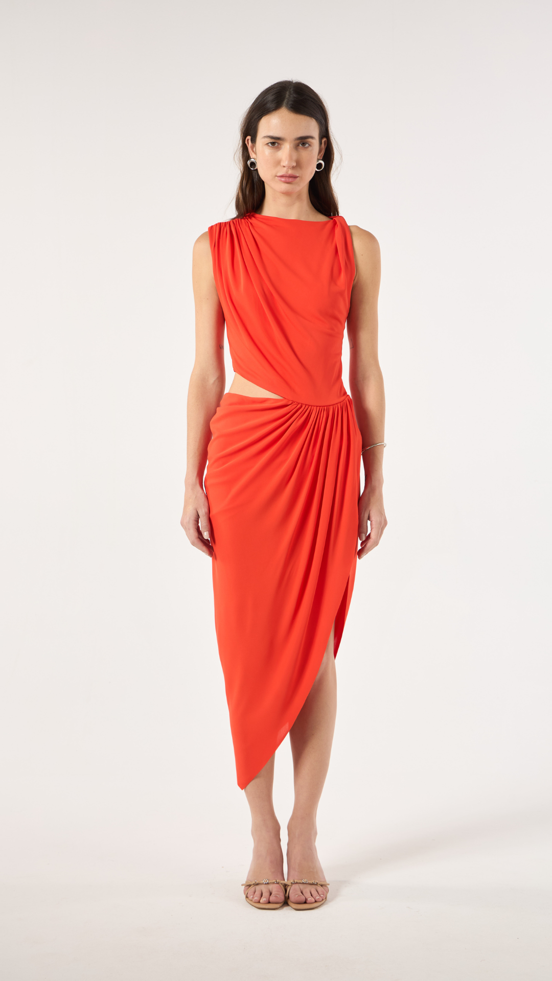 Vestido Midi Assimétrico Vermelho Winoma