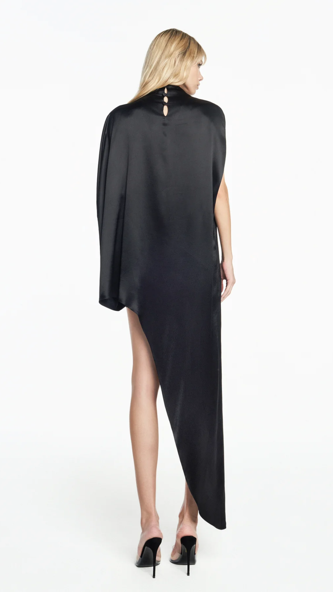 Blusa Kaftan Assimétrica Cetim Preto