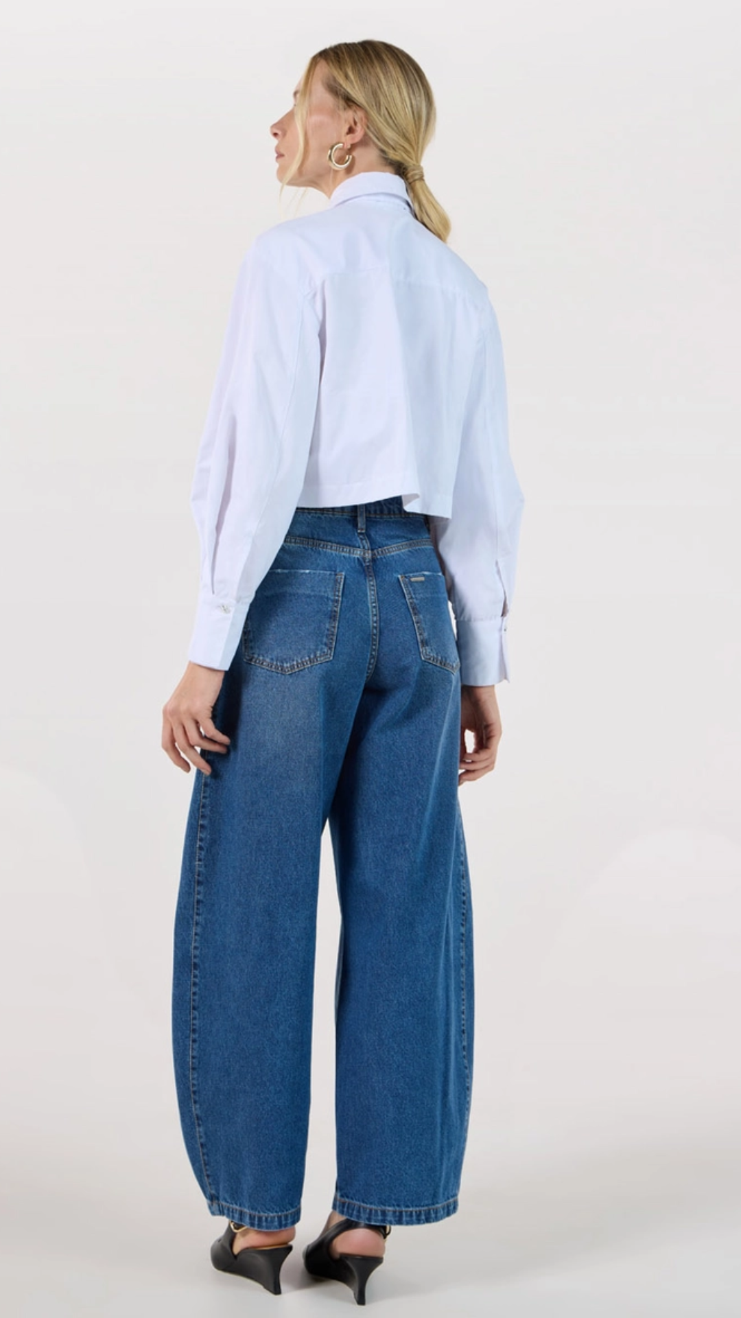 Camisa Cropped Laço Off Shell