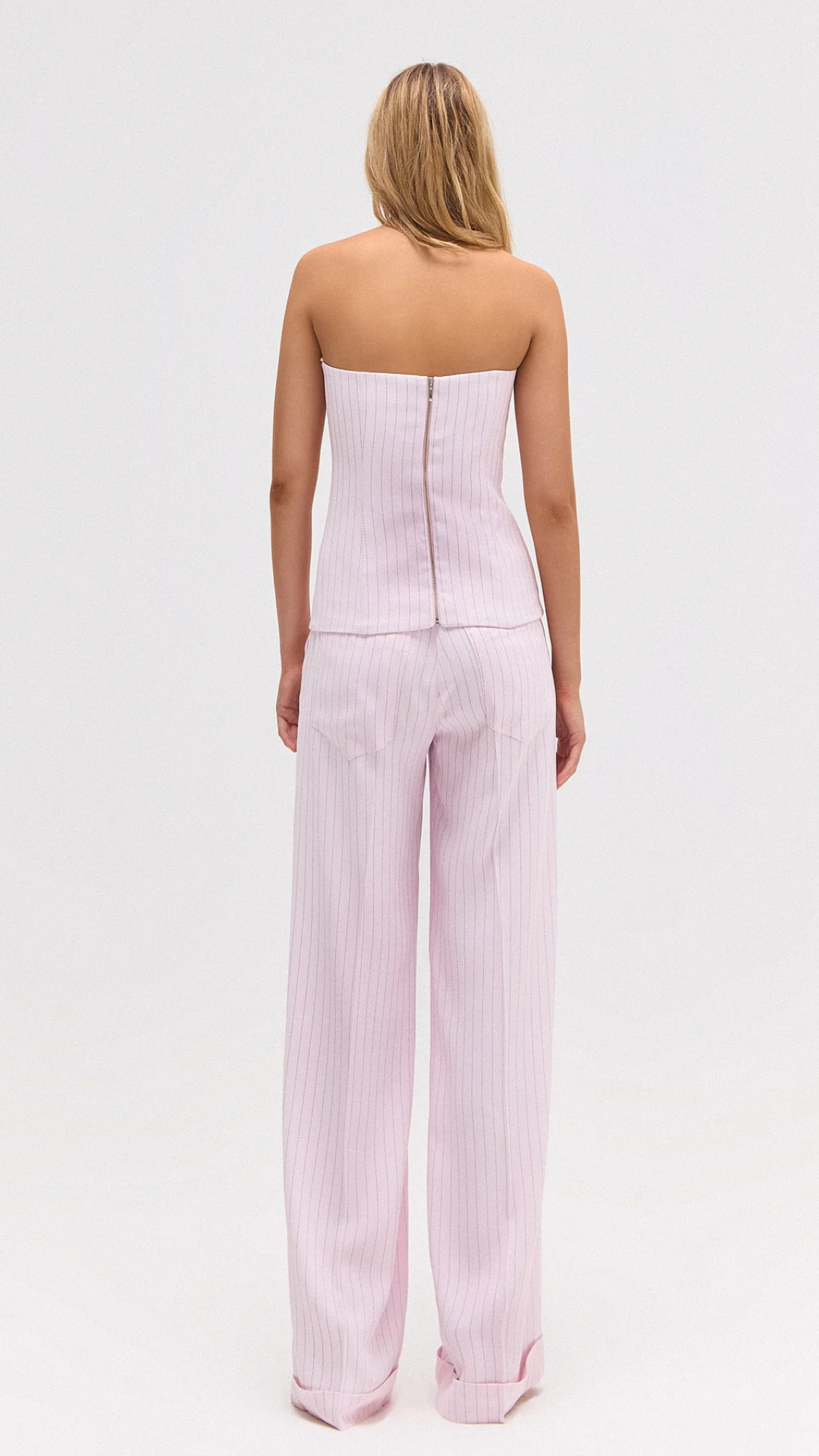 Top Corset Crepe Patou Risca de Giz Rosa