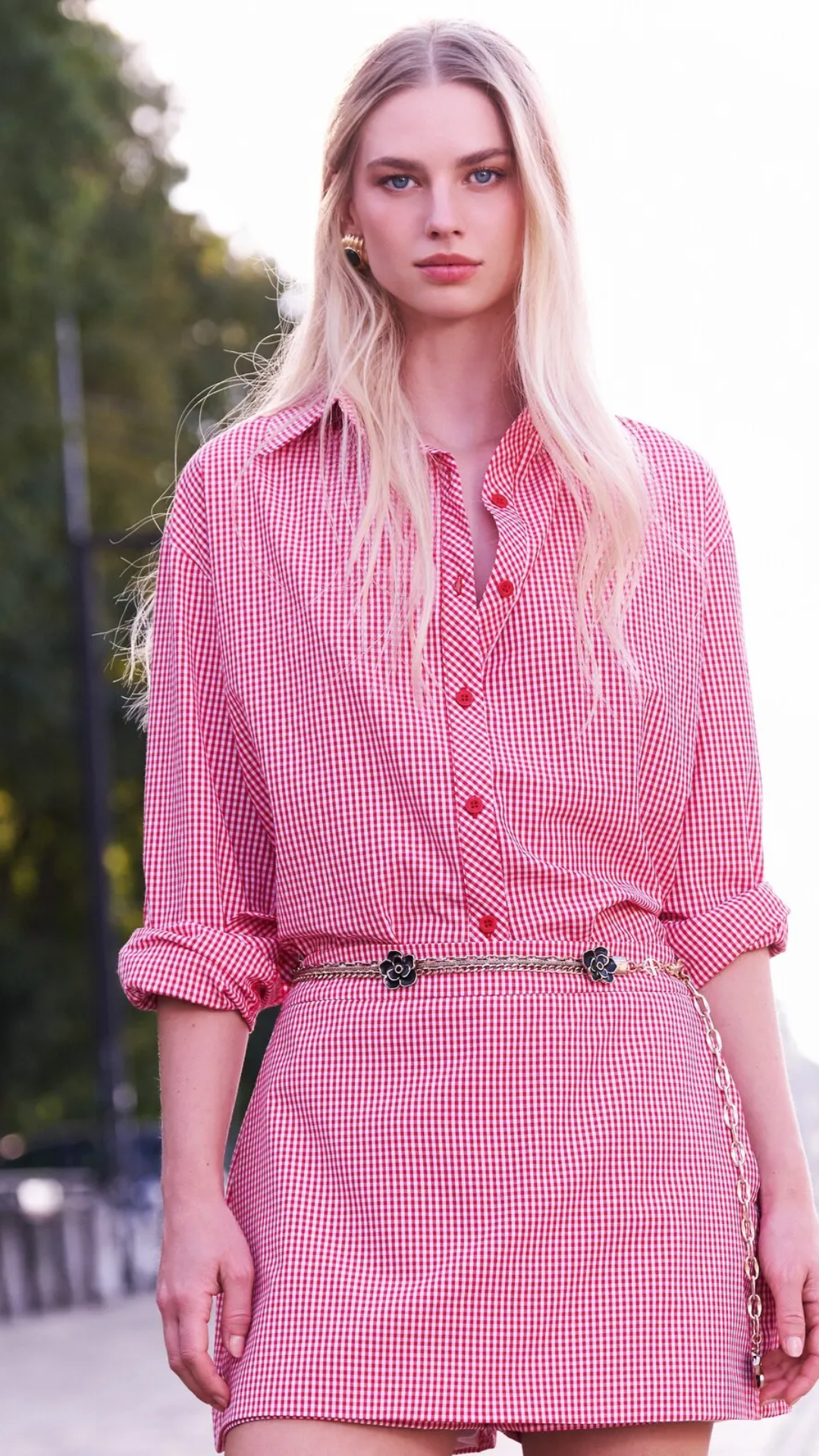 Conjunto Vichy com Camisa e Short Saia