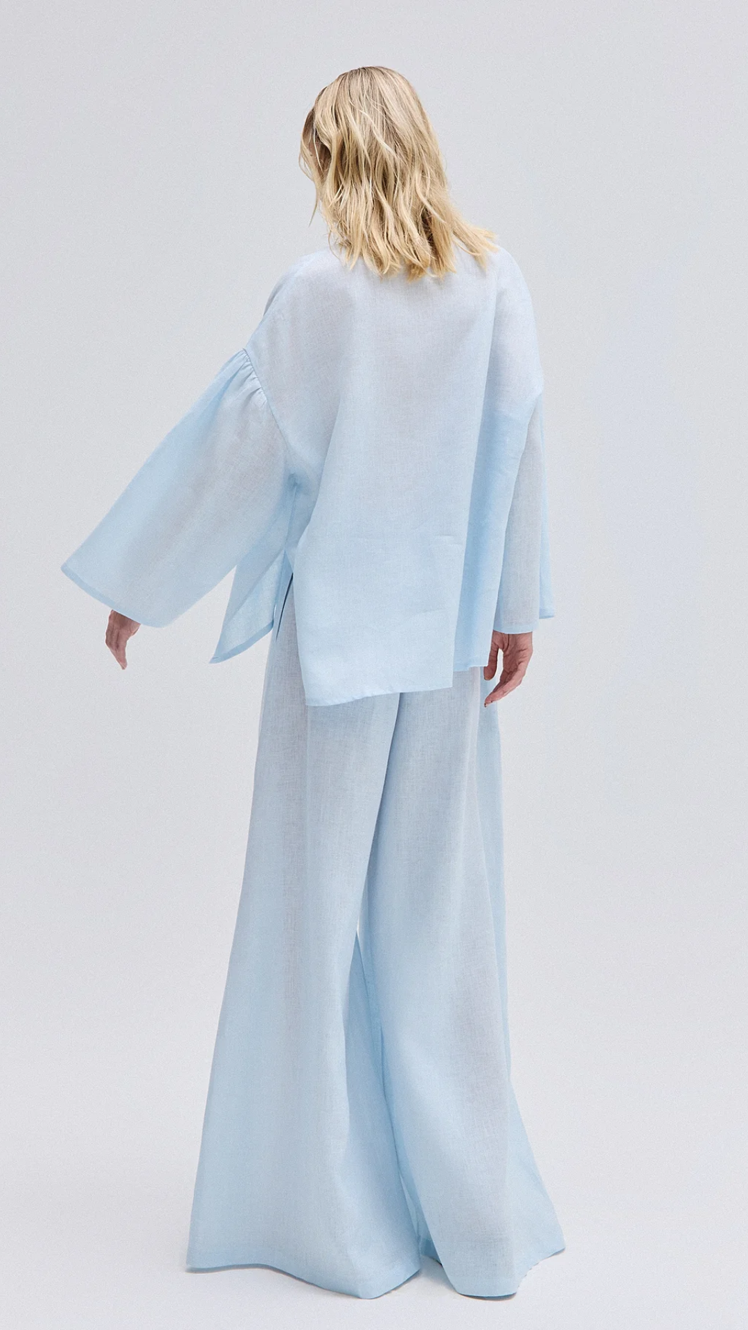 Calça Pantalona Elástico Cós Azul Claro