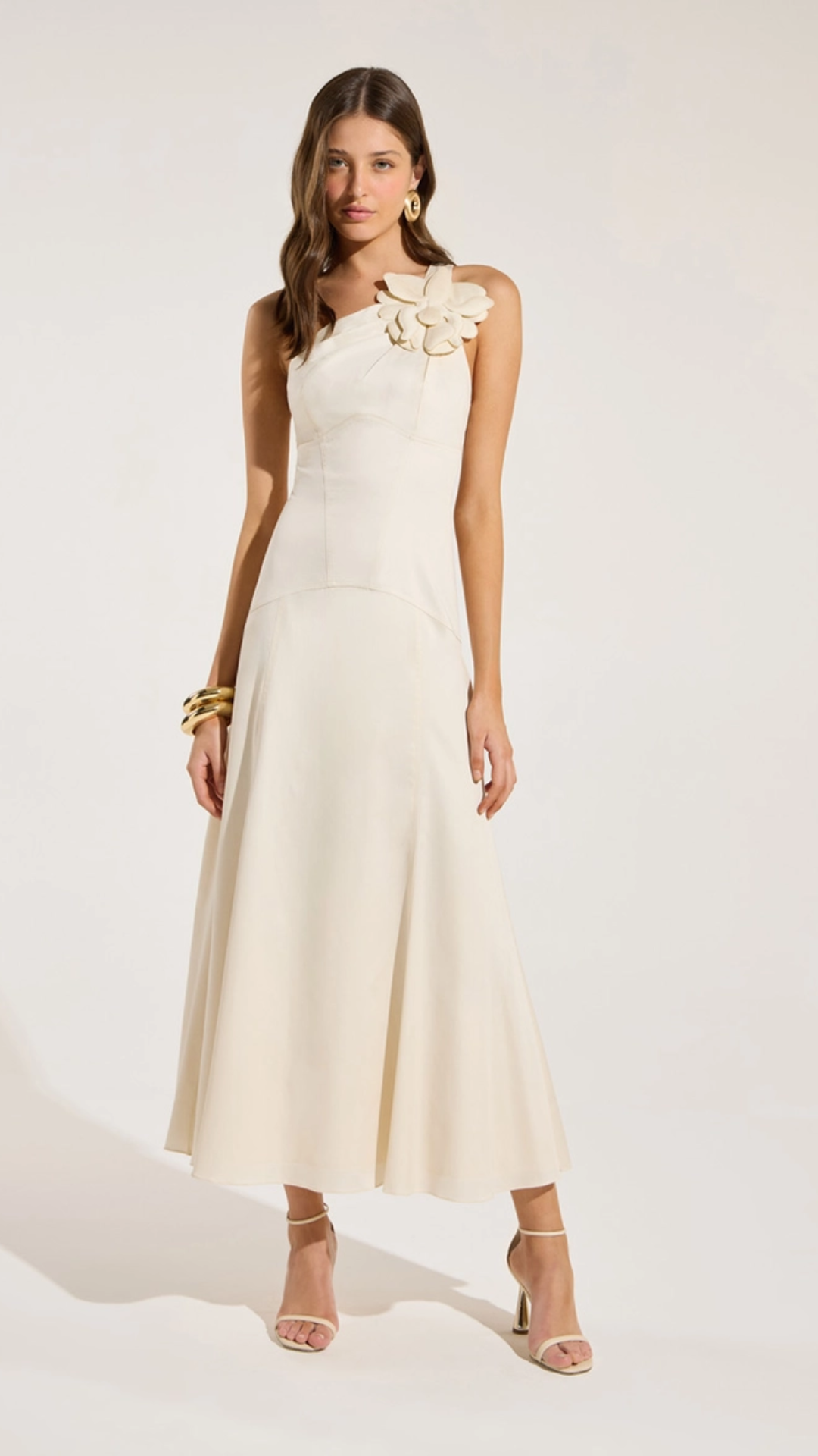 Vestido Midi Bordado Bege Prisma