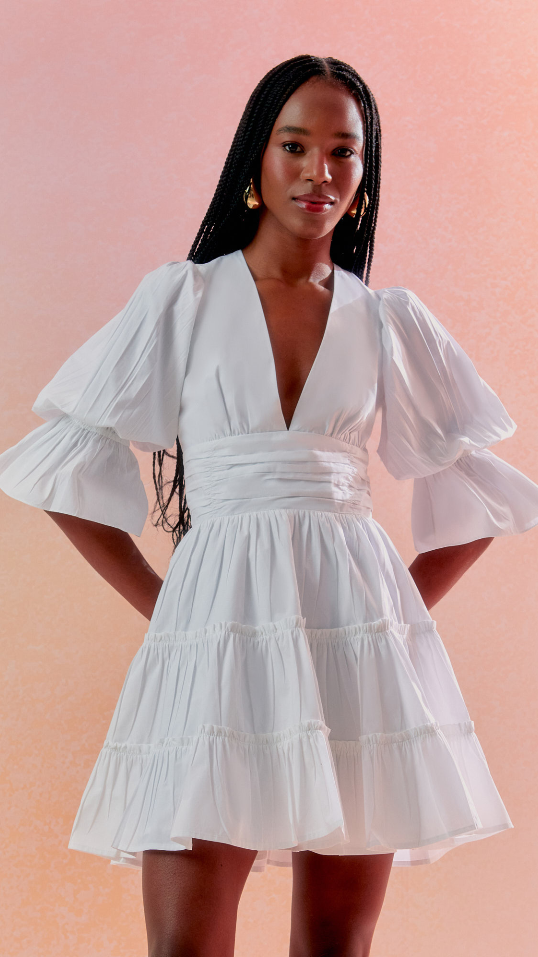 Vestido Cotton Paper Manga Bufante Off White