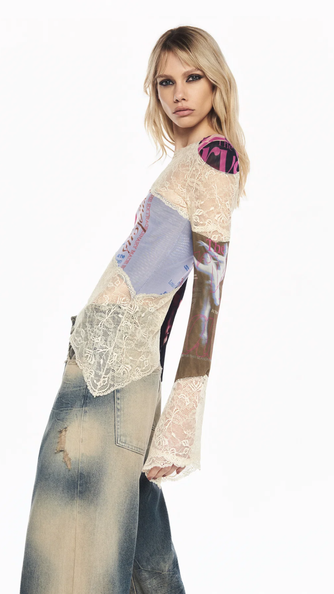 Blusa Manga Longa Tule e Renda Ballet Laço