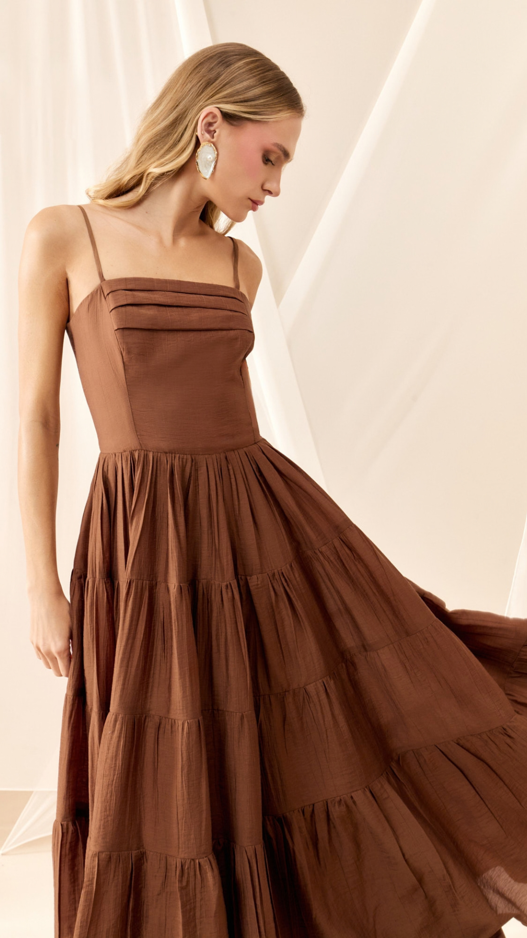 Vestido Tencel Yoriu Pregas Nutella