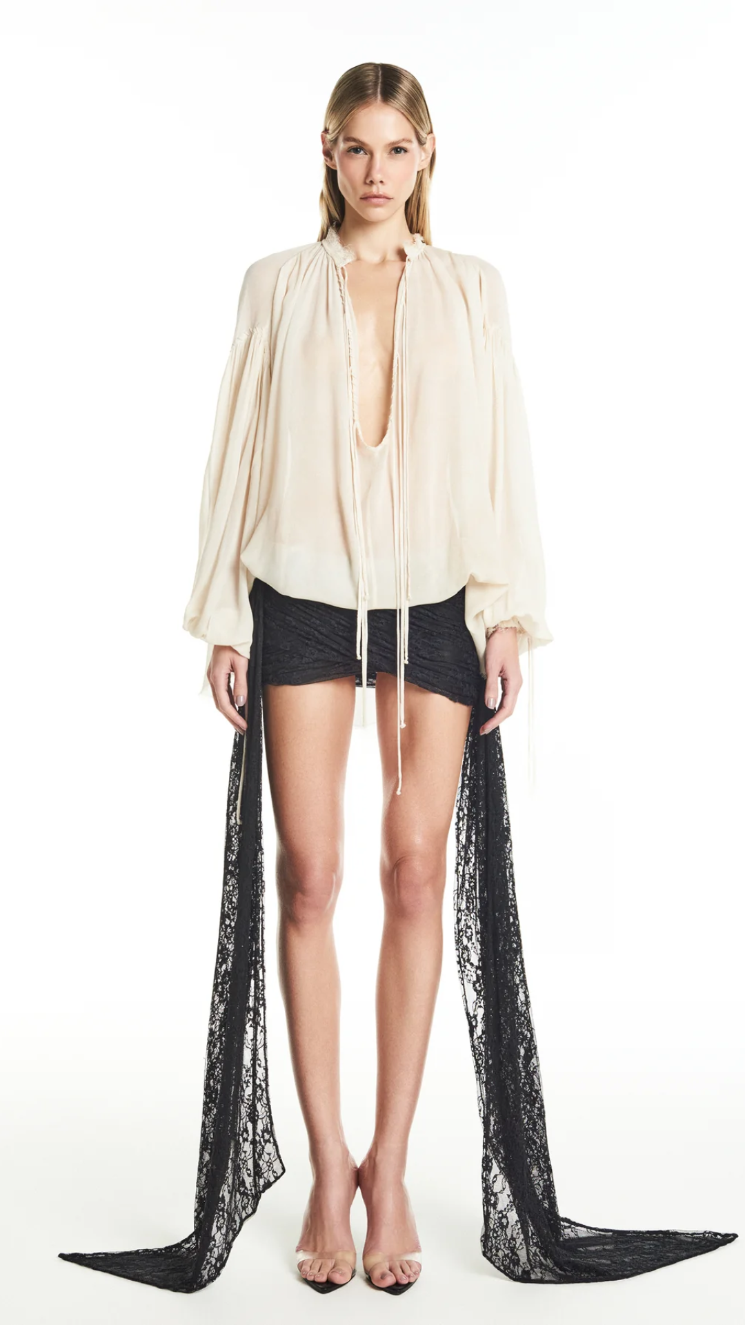 Bata Ampla Georgete Tinturada Bege