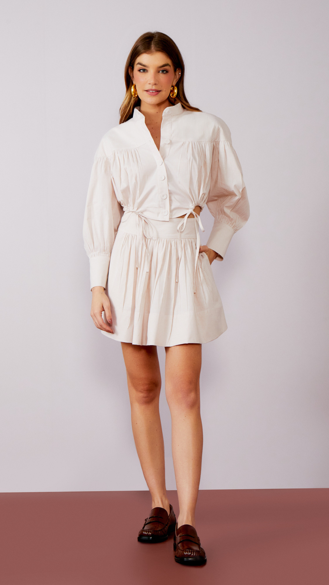 Camisa Algodão Listra Candy Vanilla
