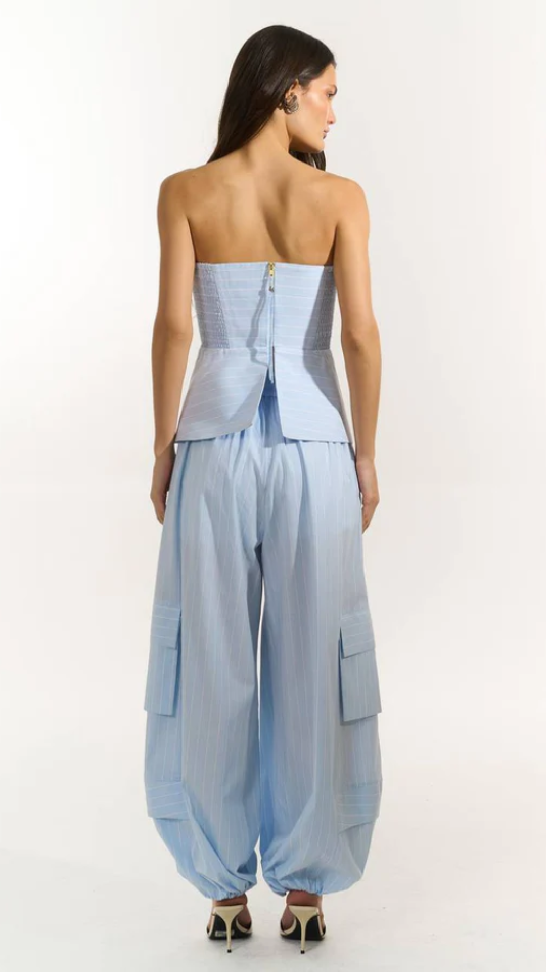 Calça Slouchy Palazzo Azul/Off