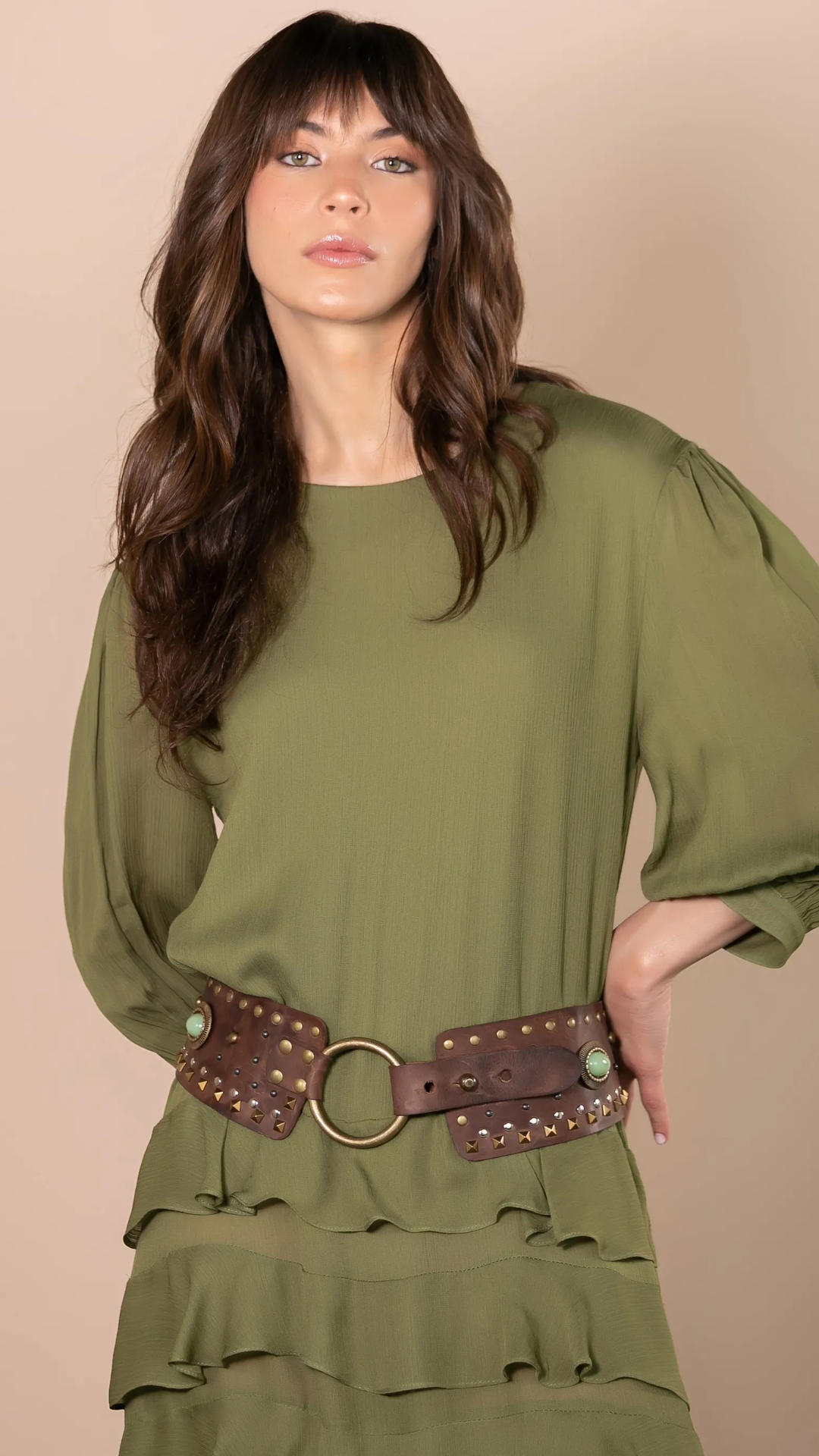 Vestido Longo Verde com Babados
