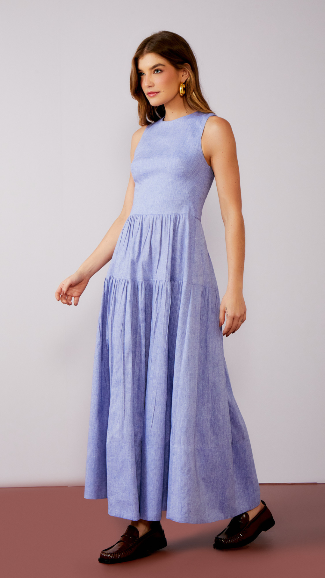 Vestido Tricoline Mescla Broche Laços Galactic