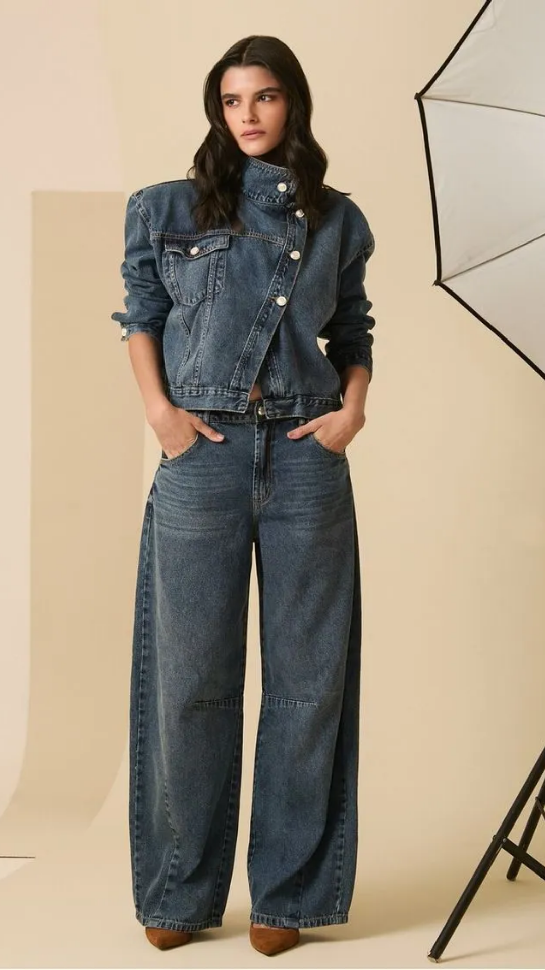 Jaqueta Jeans Transpassada