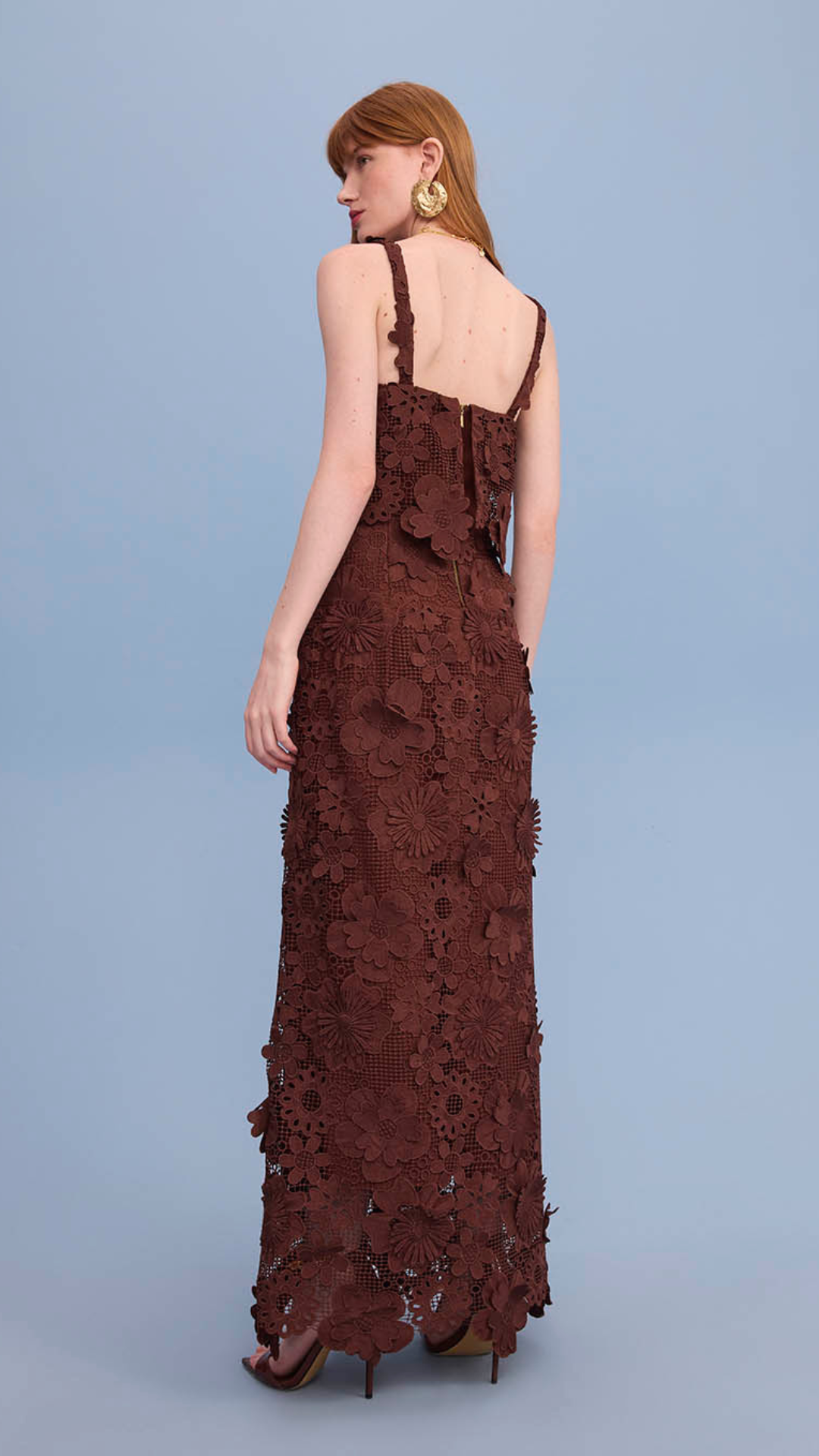 Vestido Midi Engano dos Olhos Marrom Cumin