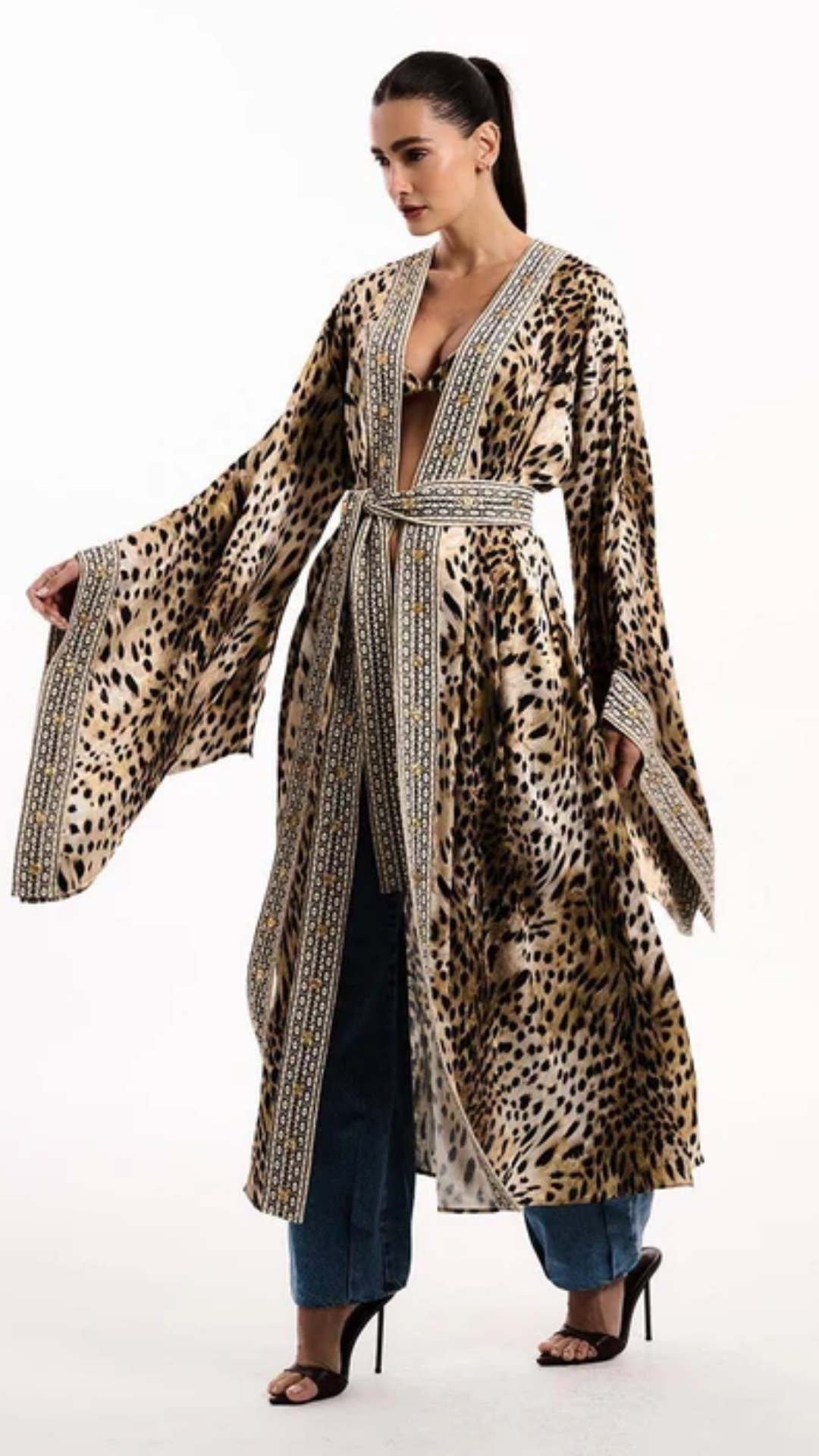 Vestido Kaftan Animal Print Guepardo Devorê