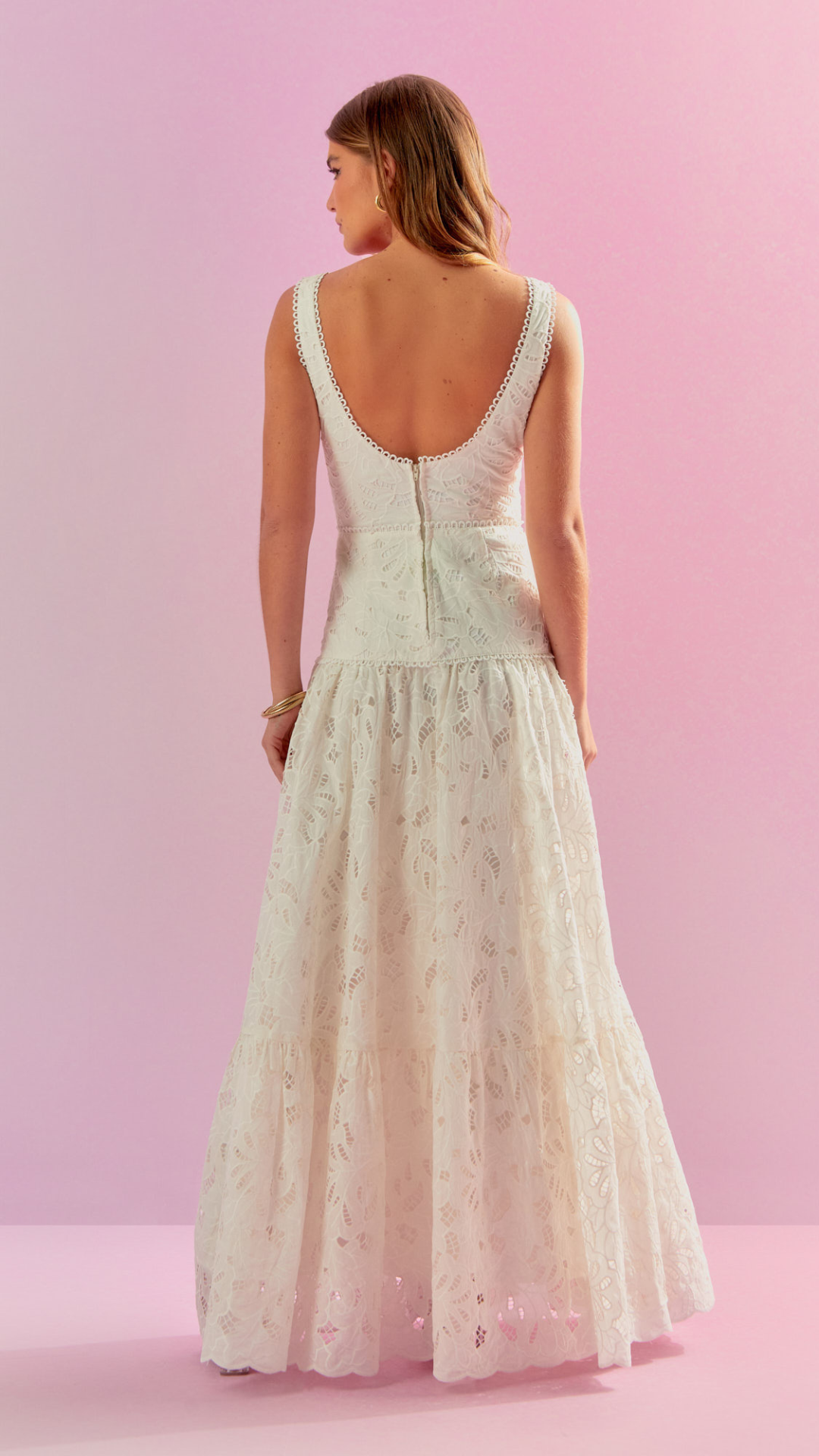 Vestido Renda Recortes Casa de Noiva Off White