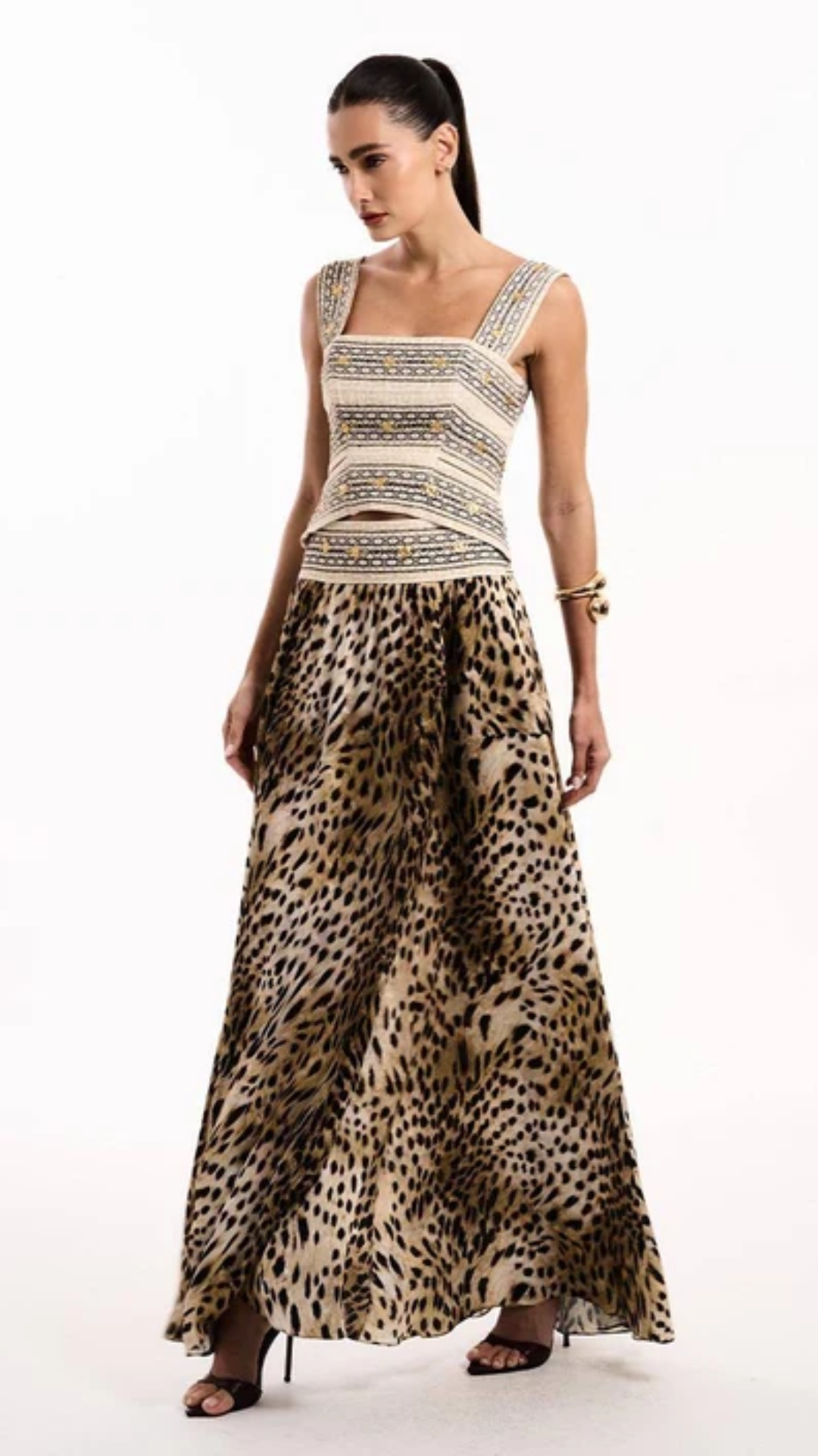Saia Jacguard Animal Print Guepardo Devorê