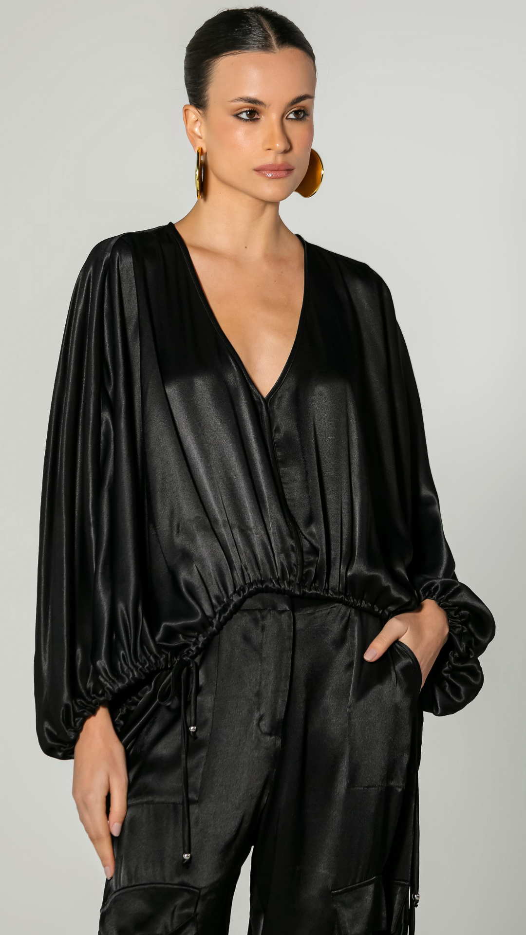 Conjunto Blusa Morcego e Calça Esportiva Preto