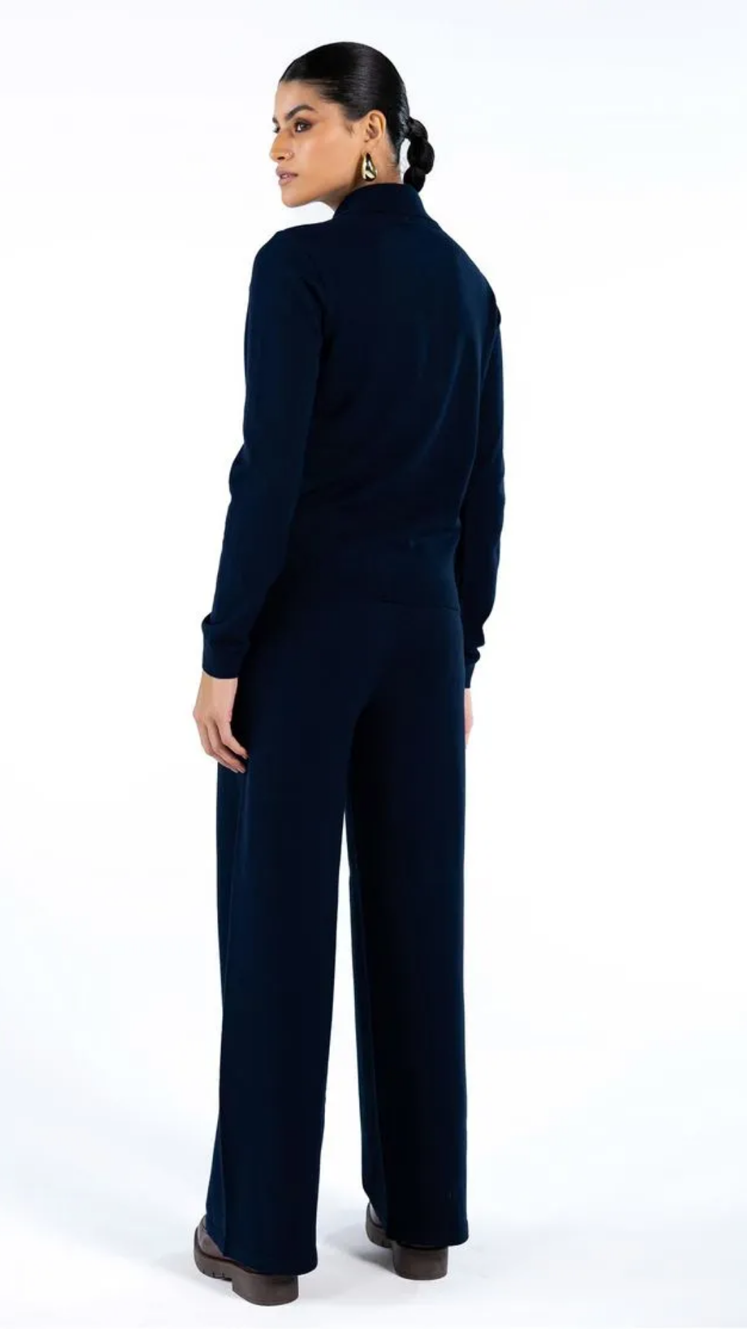 Conjunto de Tricot Gola Polo e Calça Azul Marinho