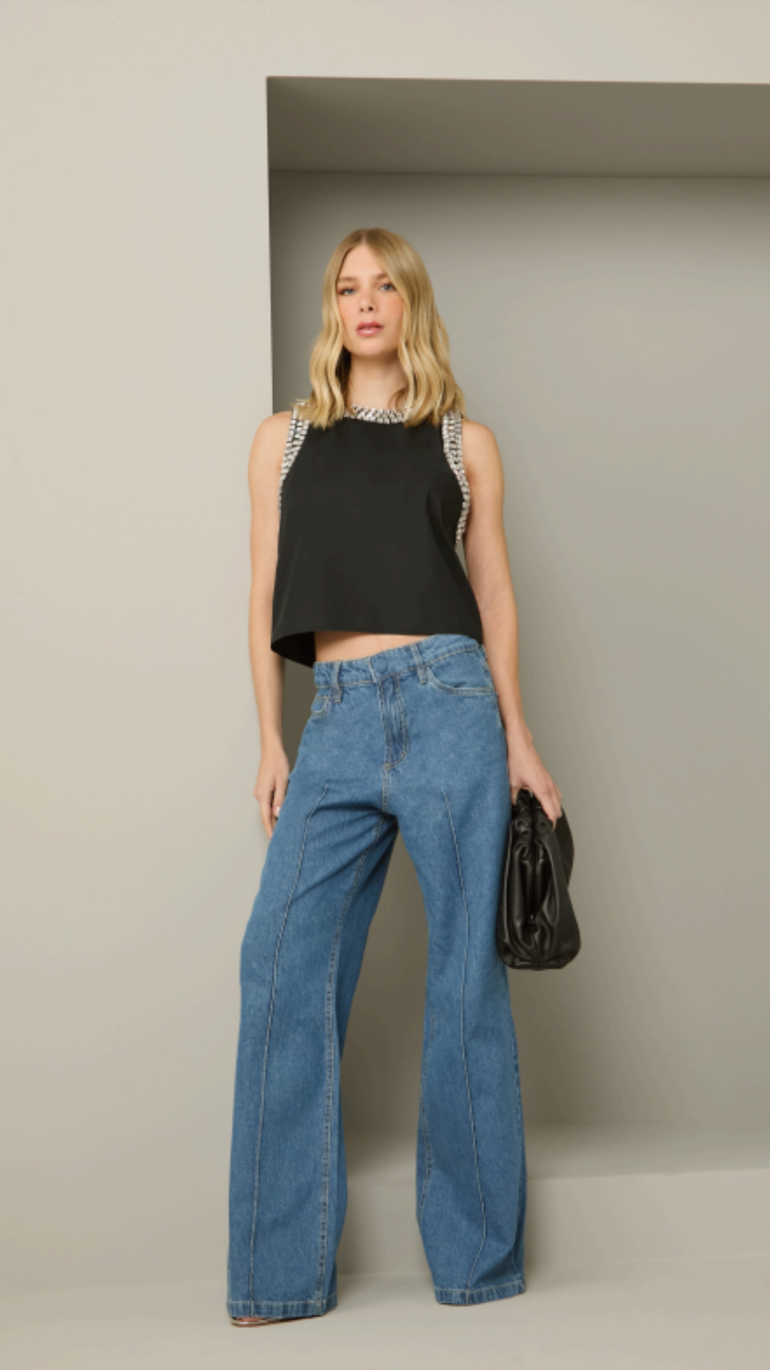 Calça Jeans com Friso
