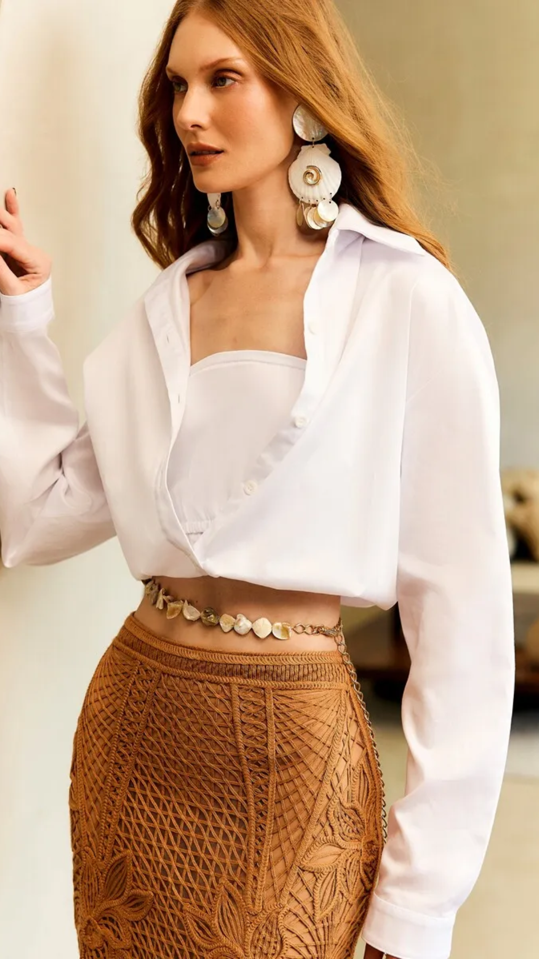 Camisa Branca de Tricoline com Top