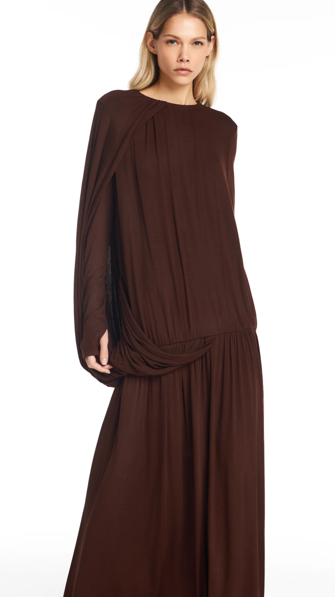Vestido Longo Amplo Marrom