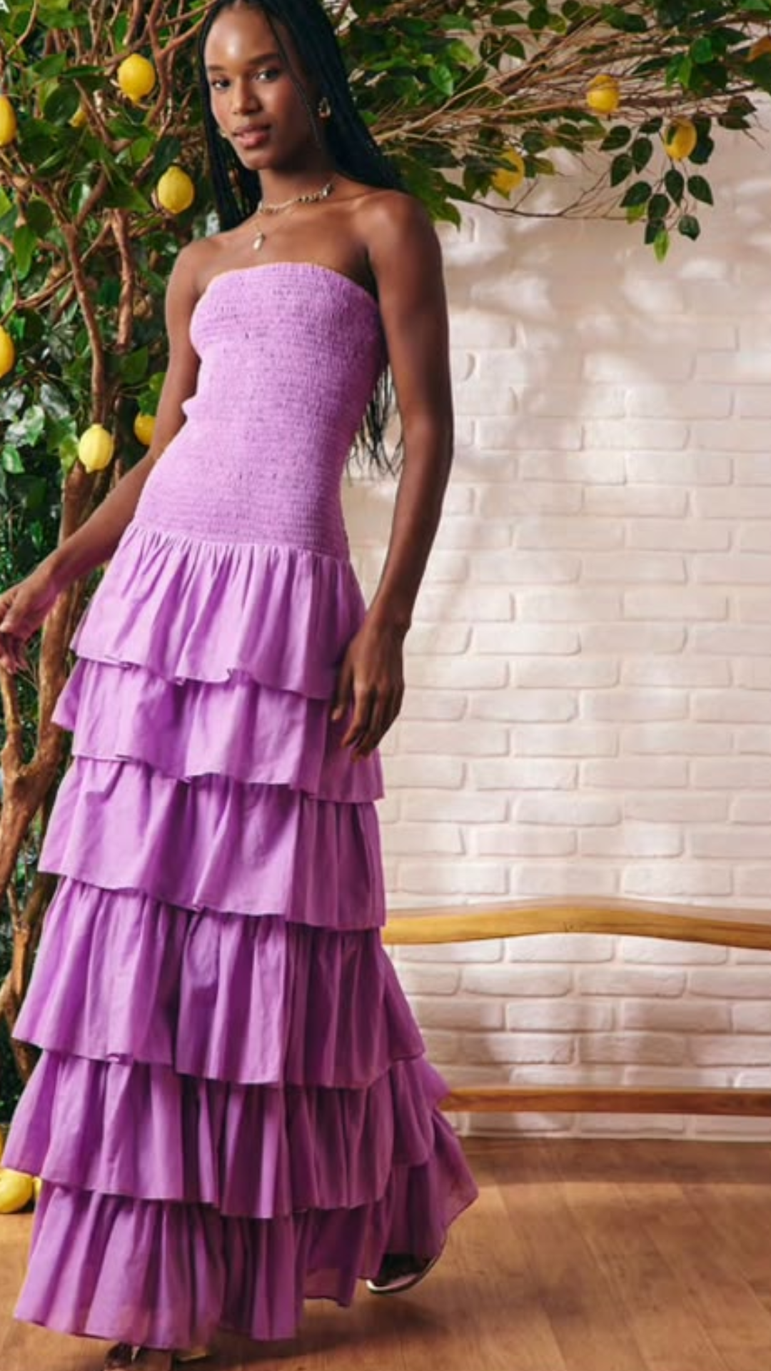 Vestido Voil Toscana Babados Púrpura