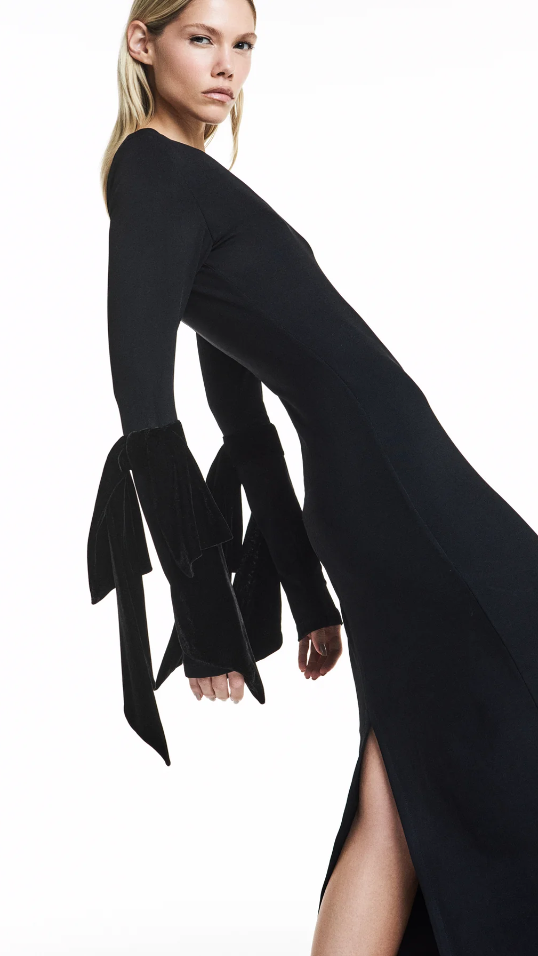 Vestido Longo Jersey Laços Preto