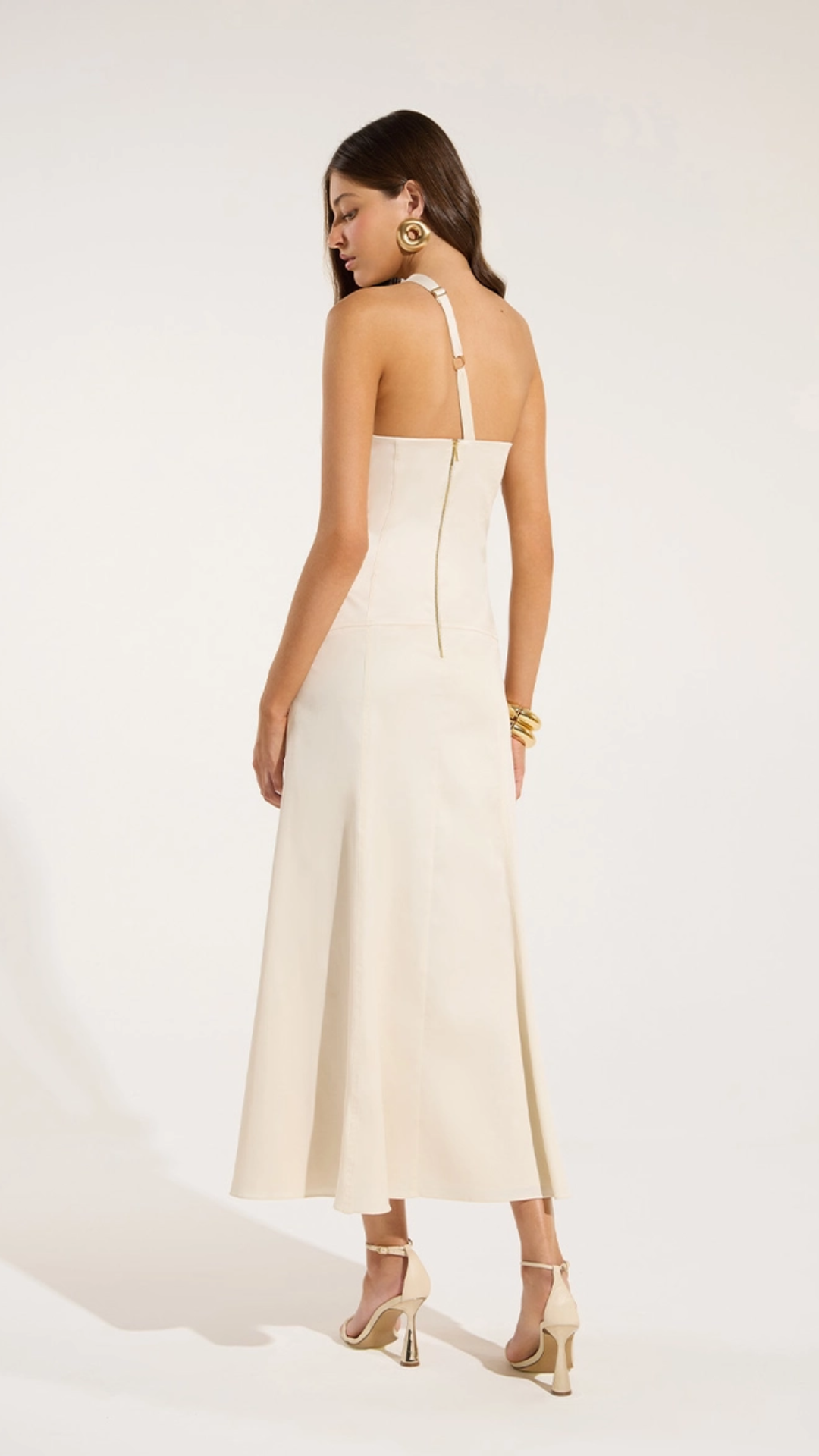 Vestido Midi Bordado Bege Prisma